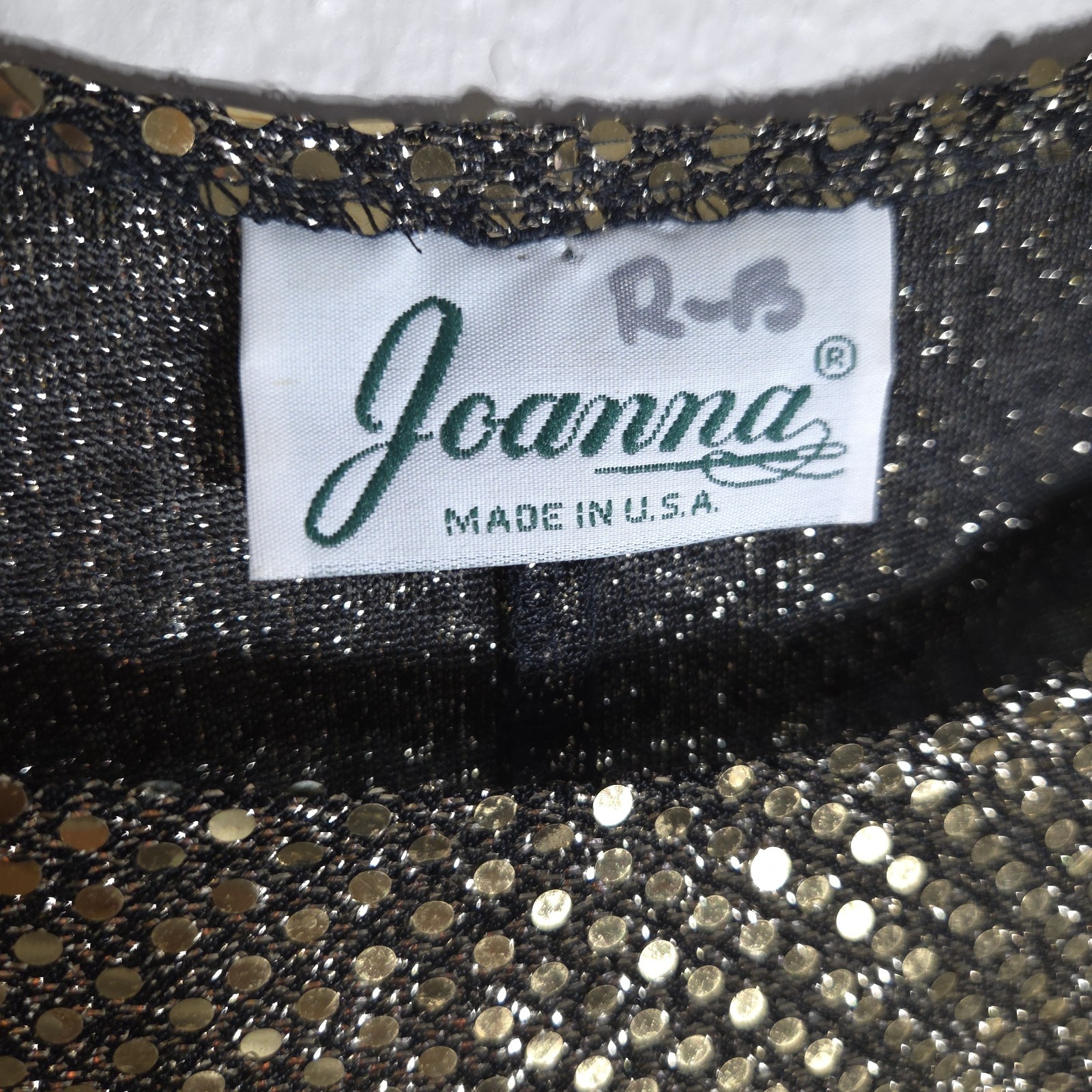 Vintage Joanna Sequin Sparkle Golden Top USA Size L Dolman Sleeves