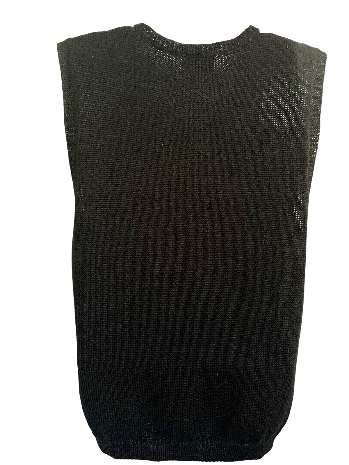 Vtg Koret Acrylic Wool Knit Sweater Vest S Argyle Diamond Black Grandma Yuppie