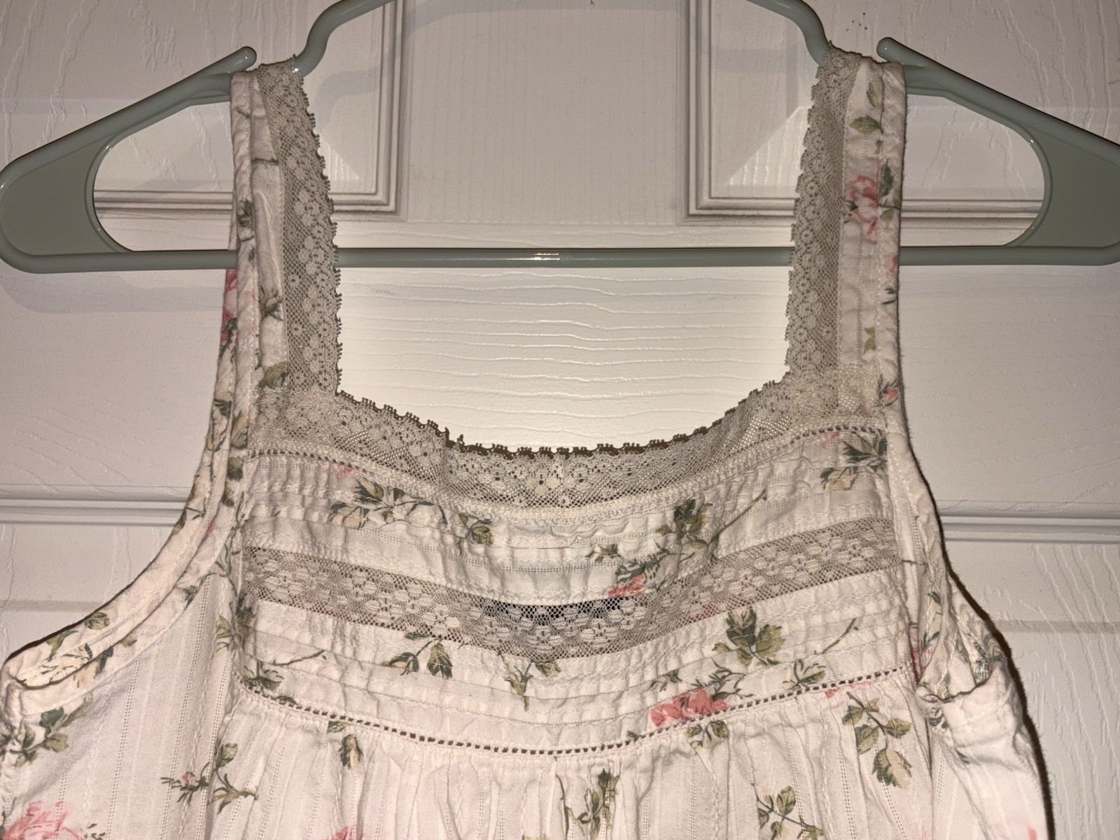 Ralph Lauren floral Nightgown 100% Cotton Floral Lace Trim S