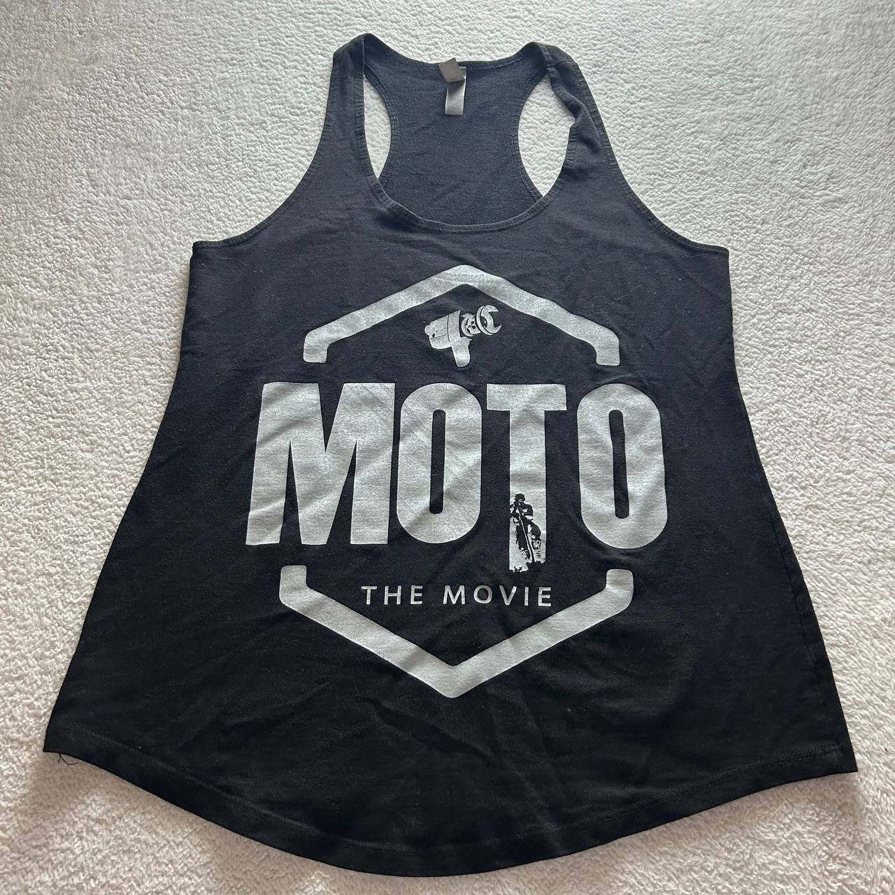 Vintage Moto The Movie Promo Big Logo Tank Top Shirt Racing Black Size Large