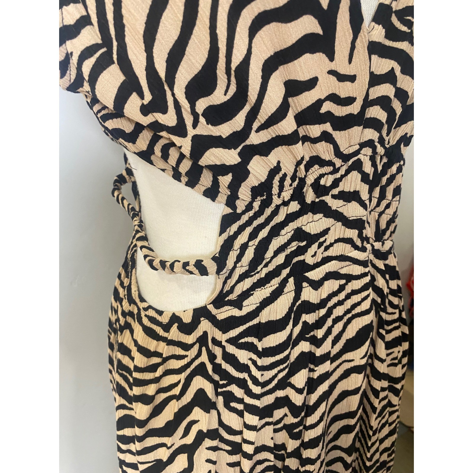 Vintage 90’s Y2K Justify Zebra Print Dress Maxi Sumdress Women’s L