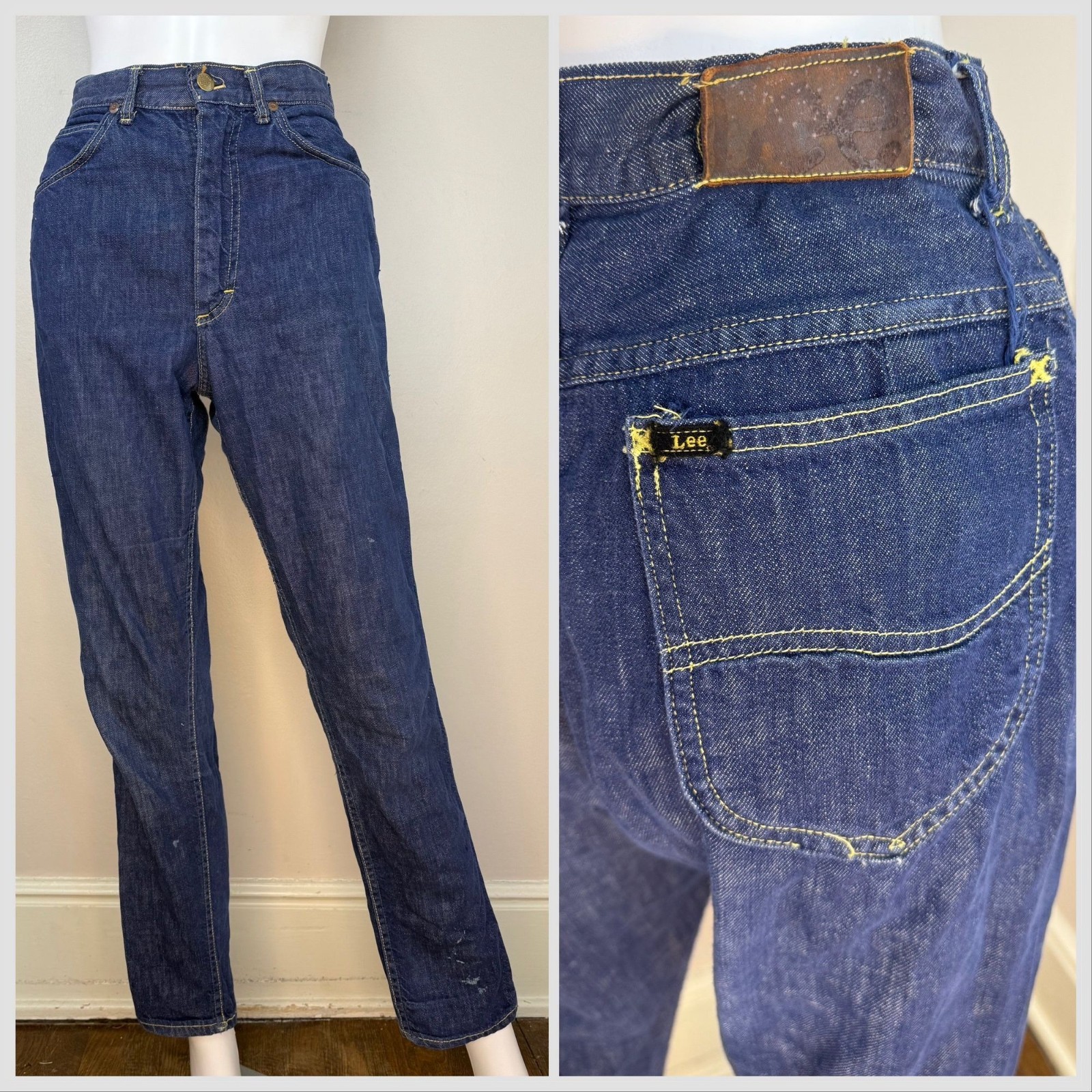 Vtg 1960s Blue Jeans Lady Lee Riders 25.5″x29.5″ 60s Western Sanforized Denim