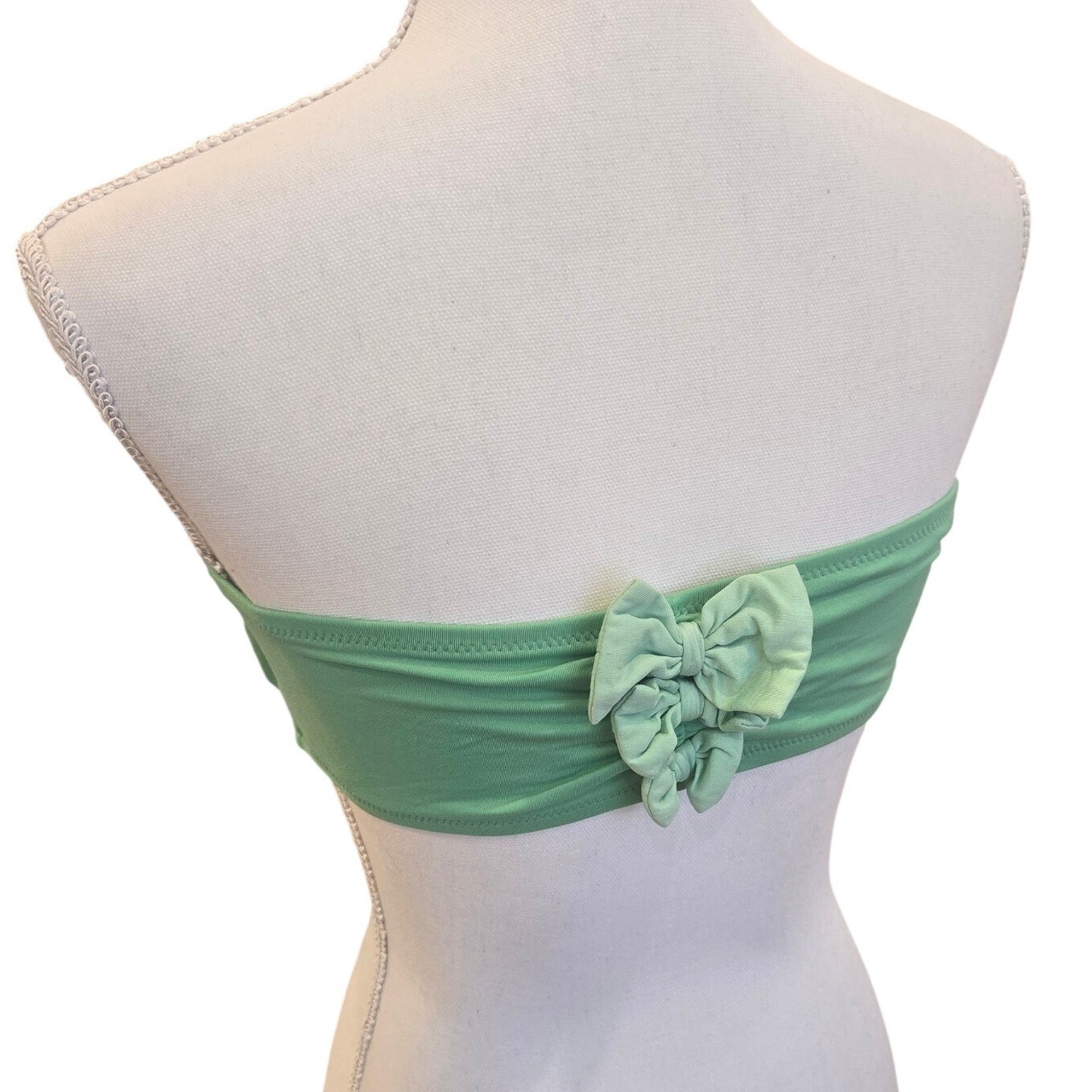 Y2K Vintage Juicy Couture Swim Top Bandeau Bikini Green Bow Graphic Print Large