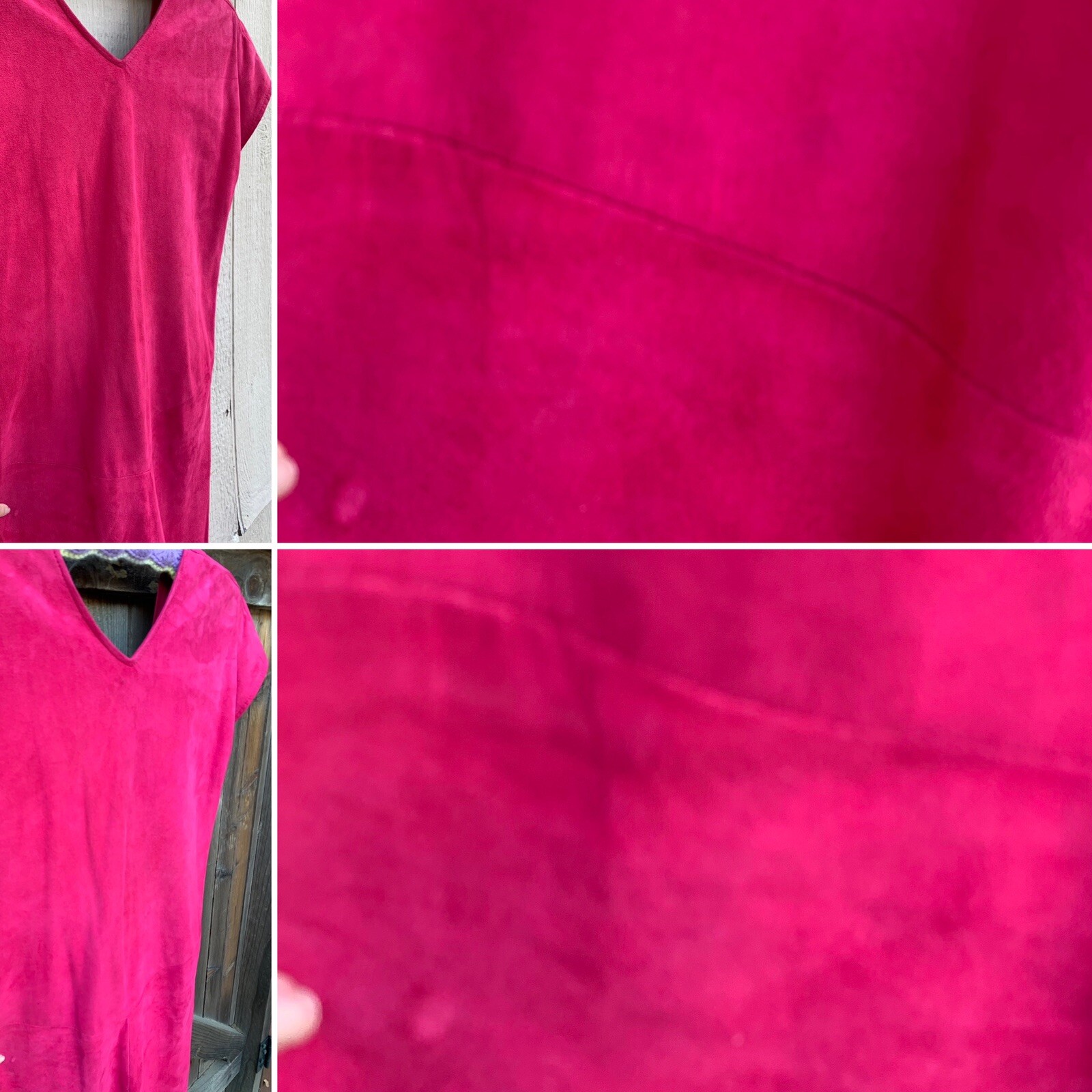 VAKKO Suede Dress Low Back Hot Pink Made In USA 1980s 80s Vintage Size 6