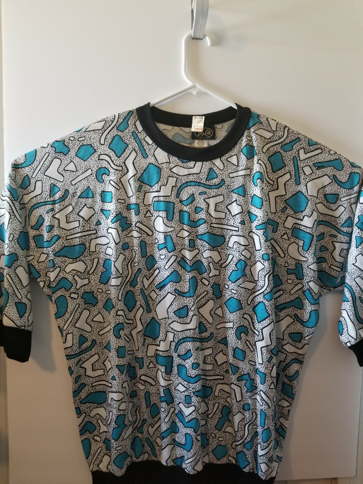 Rad Vintage 1980’s Sky Lite Women’s Sz 42 Shirt Geometric design New Wave NWT