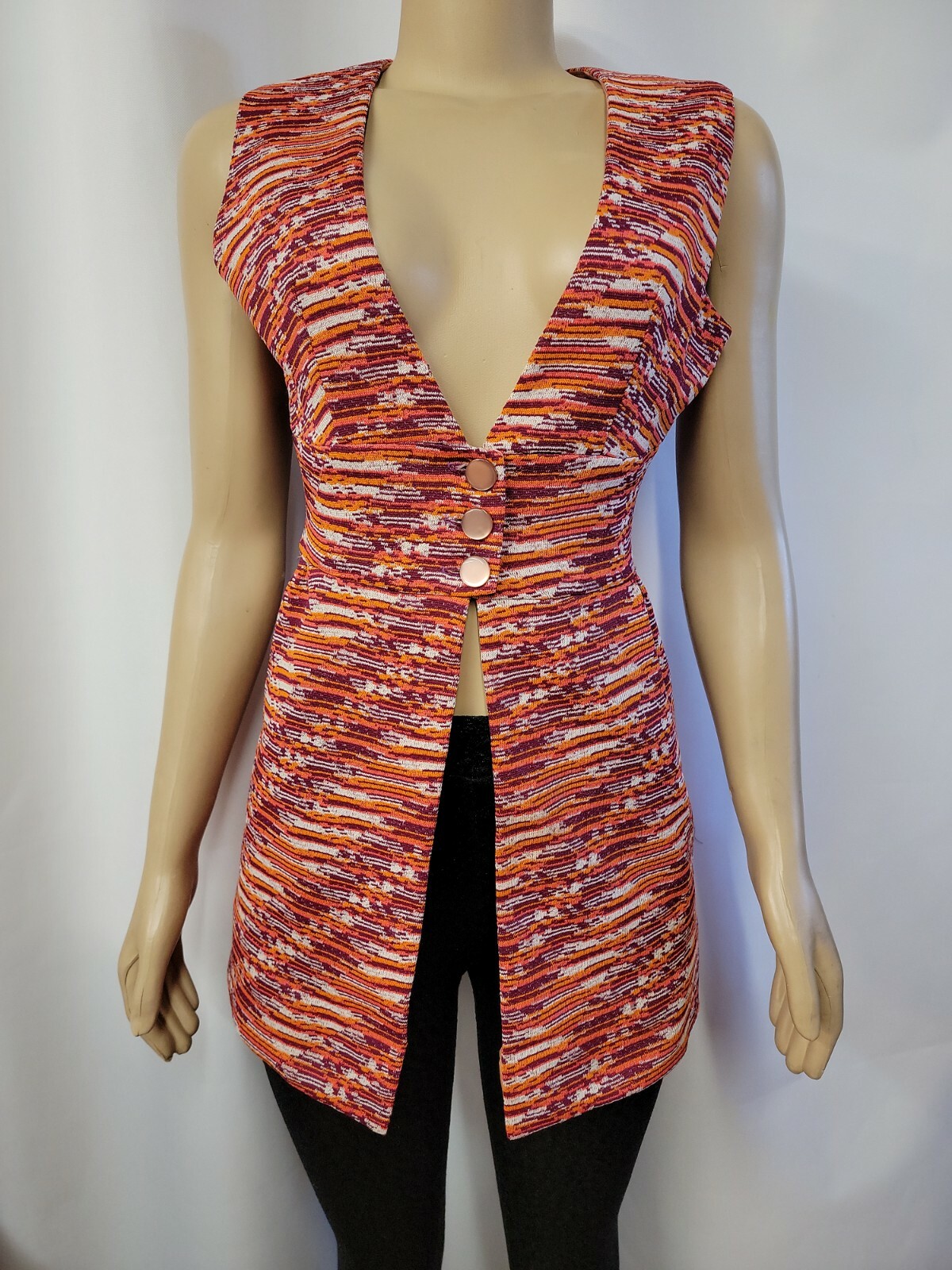 Tejo California Red Orange Vintage 60’s Top Sweater Vest Women’s Size S? #CB2
