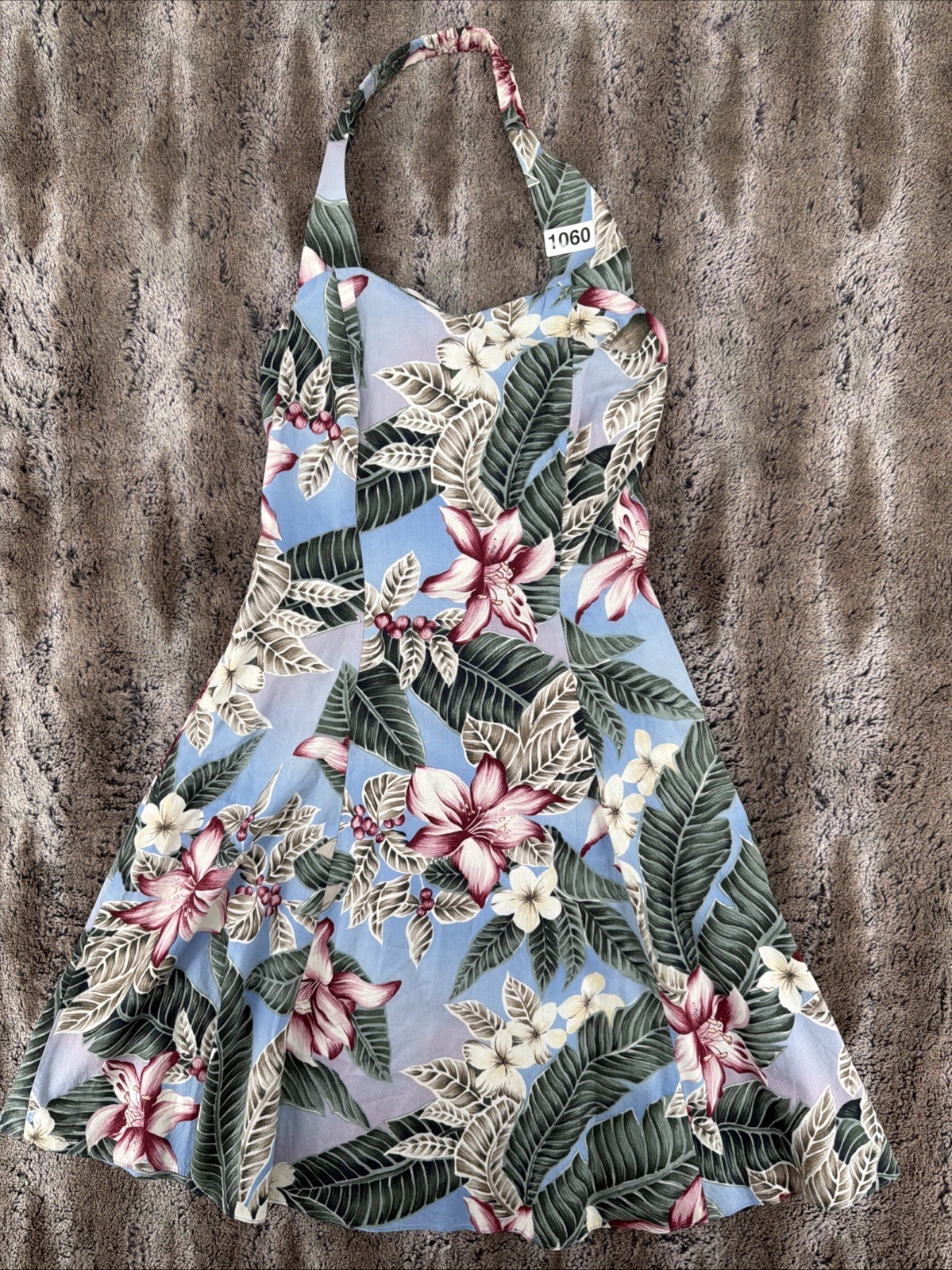 Vintage Hilo Hattie’s Hawaii Floral Halter Dress Beach Cover Up Floral Hawaiian
