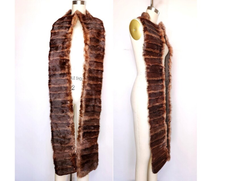 Vintage LONG Mink Fur Collar Cape Capelet Extra Long Fur Stole Shawl Shrug 30s