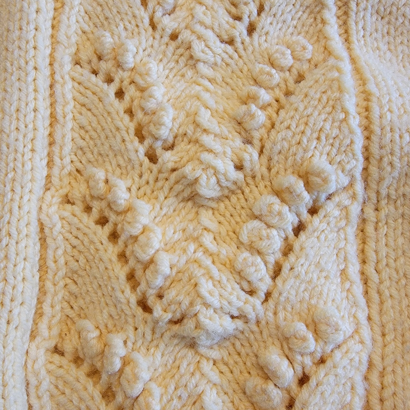 Vintage Hand Knit Wool Cardigan Sweater Cable Knit Beautiful Buttons Sz M / L