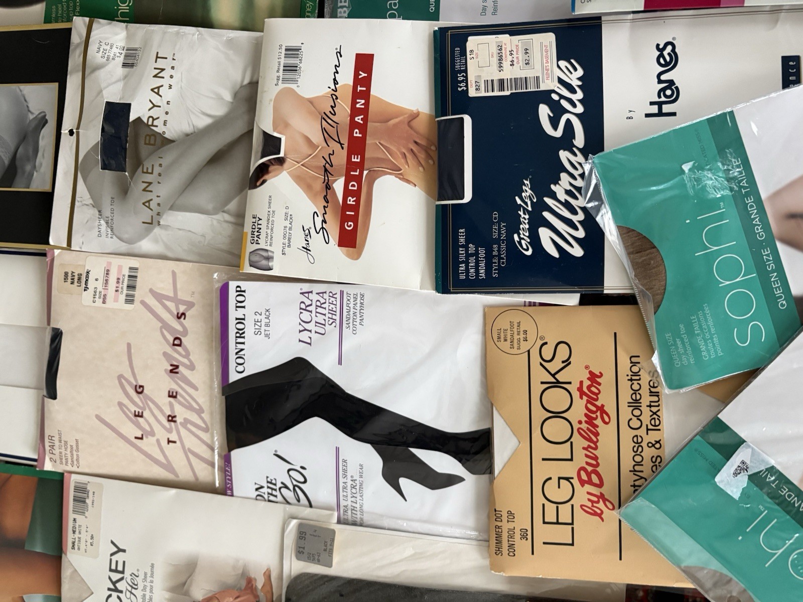 Lot of 27 Pairs of Vintage Pantyhose And Thigh High Mixed Colors Sizes Styles