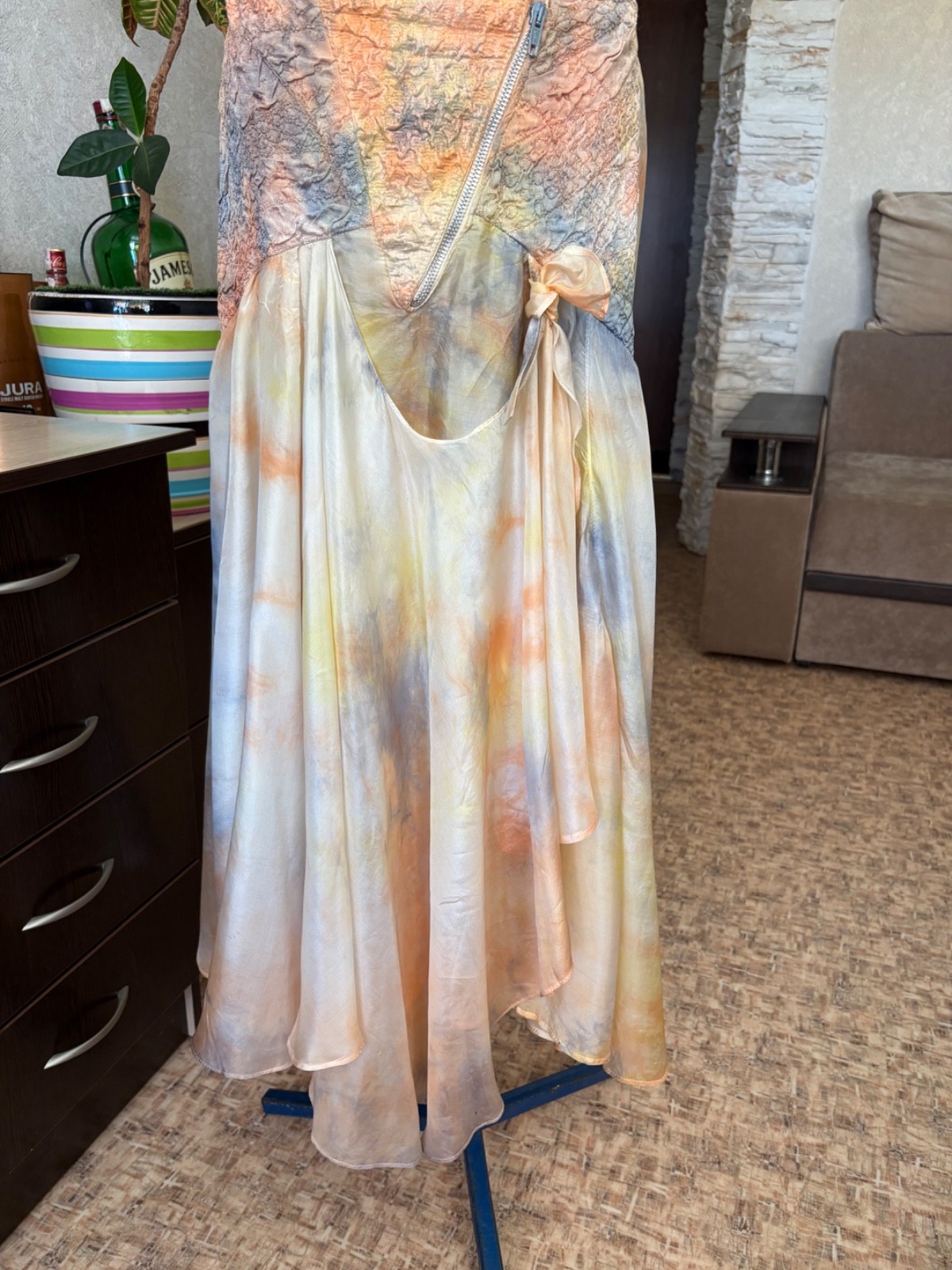 Vintage Maick Harold Paris Silk Blend Asymmetrical Tie-Dye Skirt