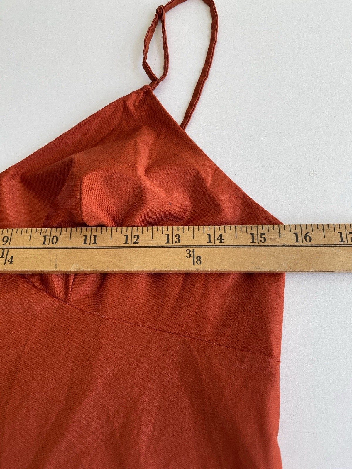 Vintage 70s Vanity Fair 34 S Slip Dress Scalloped Hem Burnt Orange