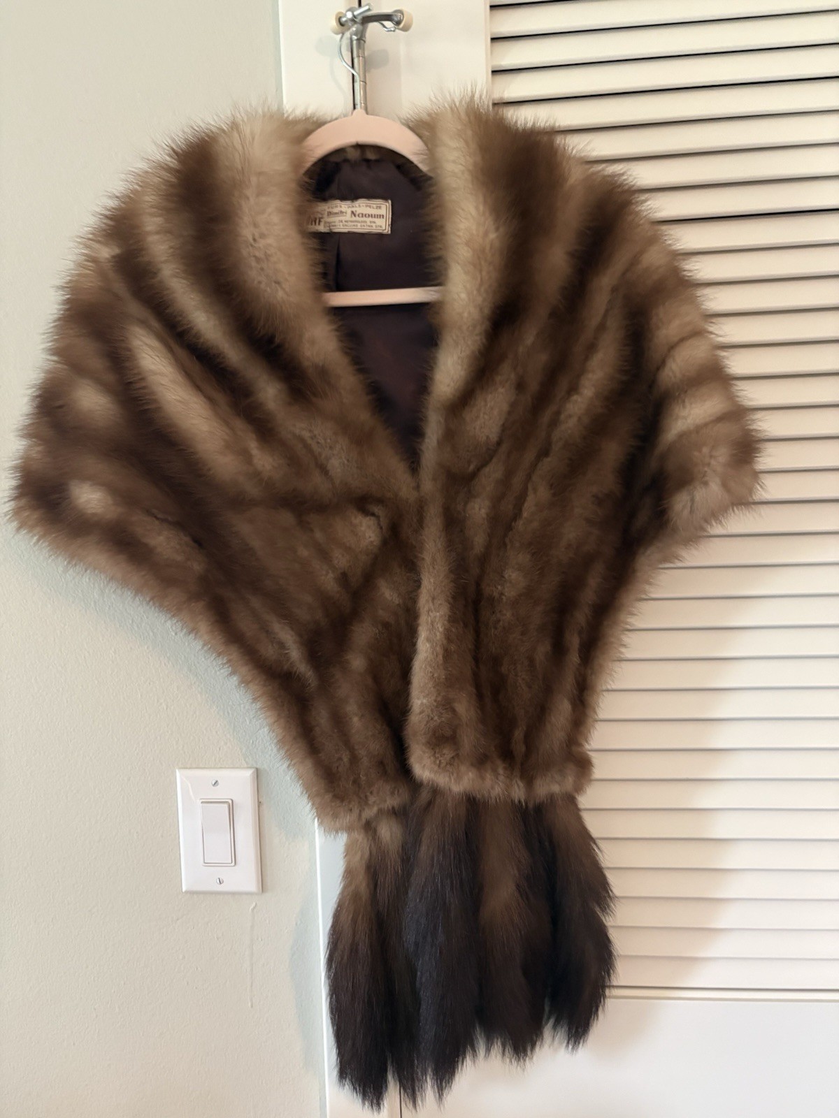 VTG STONE MARTEN SABLE MINK Fur STOLE with TAILS ‘Removable’ Only Owner S/M/L