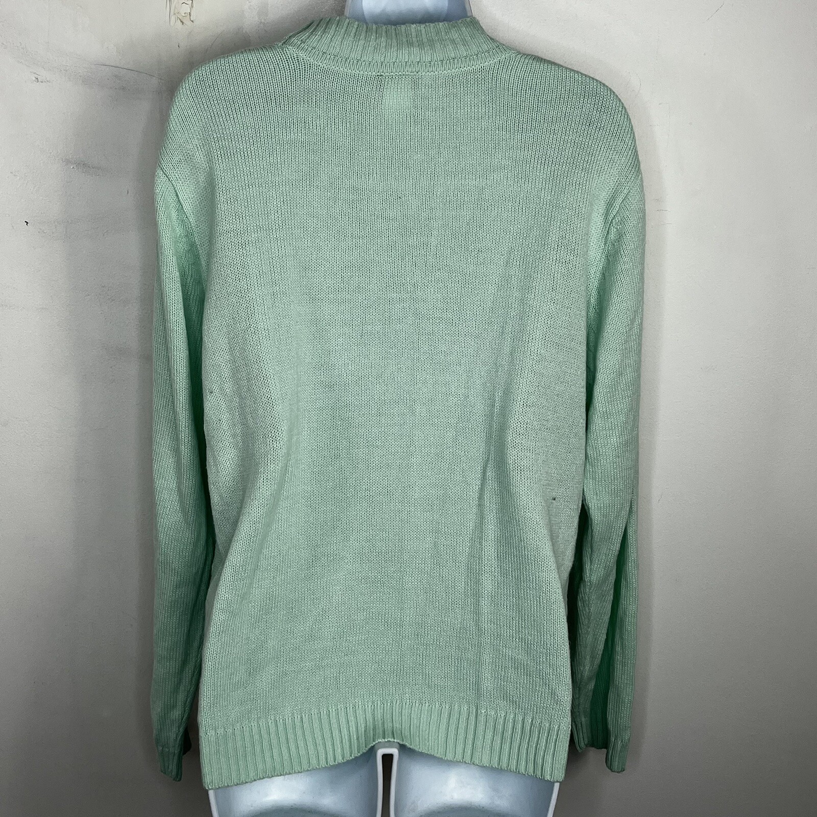 Salon Studio Womens Mockneck Sweater Sz XL Mint Green Knit Minimalist VINTAGE