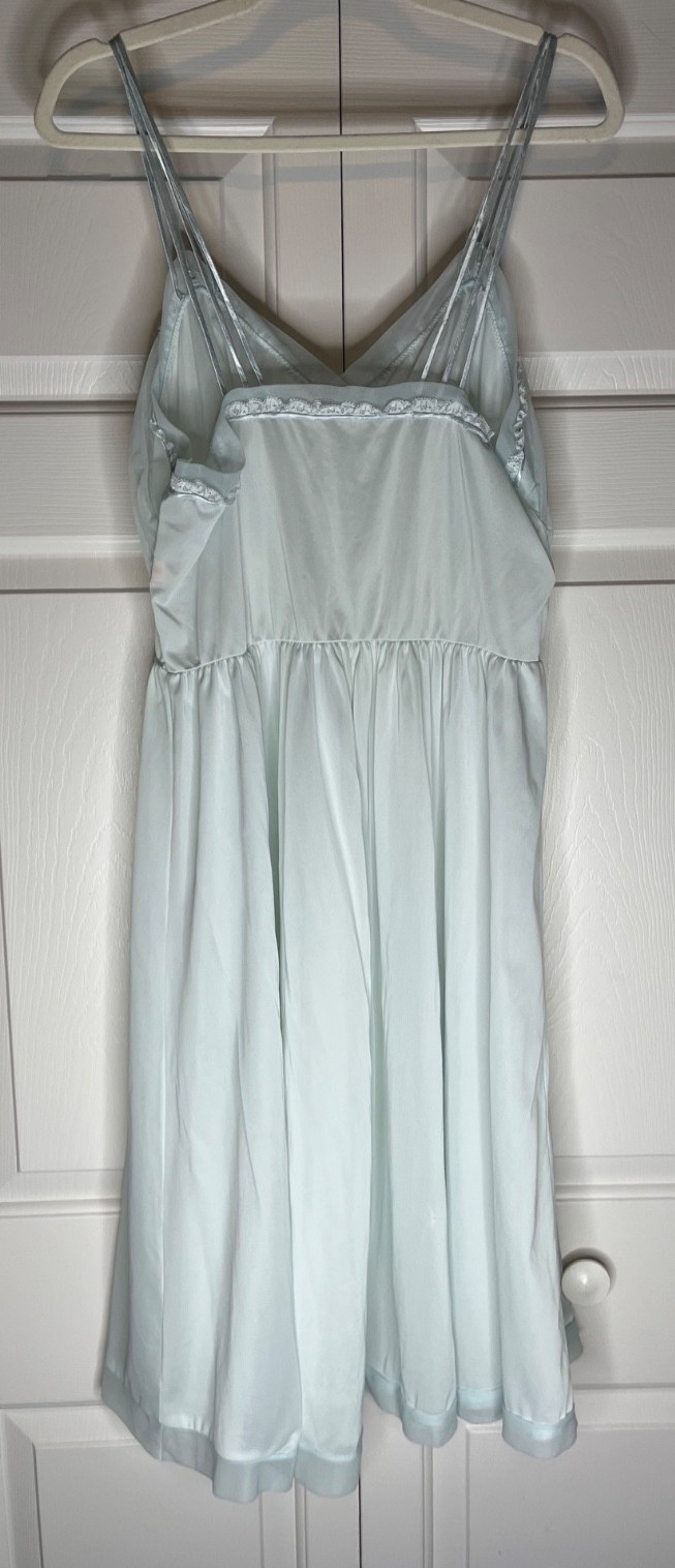 VTG 1960s Baby Blue Gotham Whimsy/Fairycore Nylon Nightgown Slip Dress Size 40