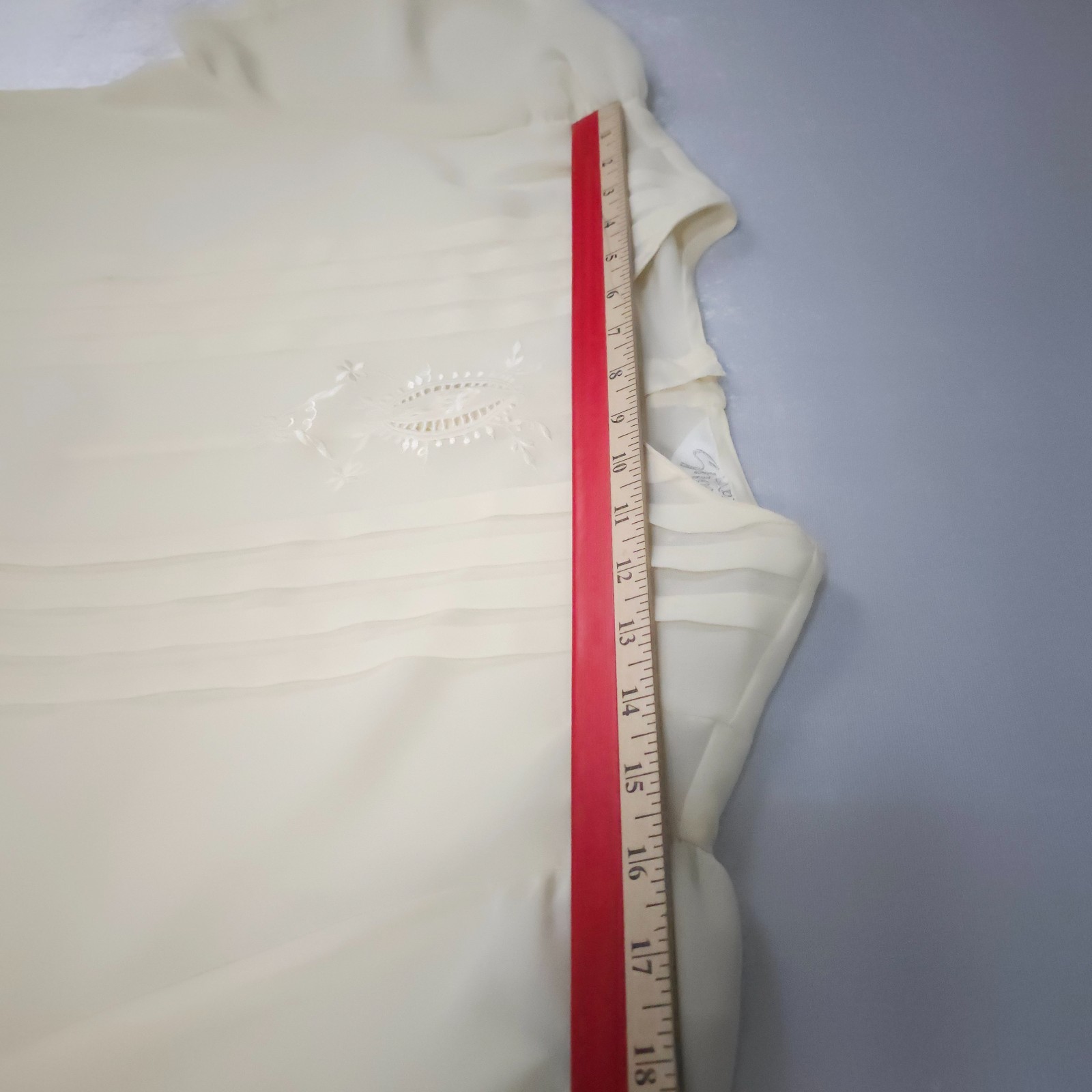 VTG 70s Off White Blouse Philippines Embroidered Poetcore Cottagecore XL 24 PTP