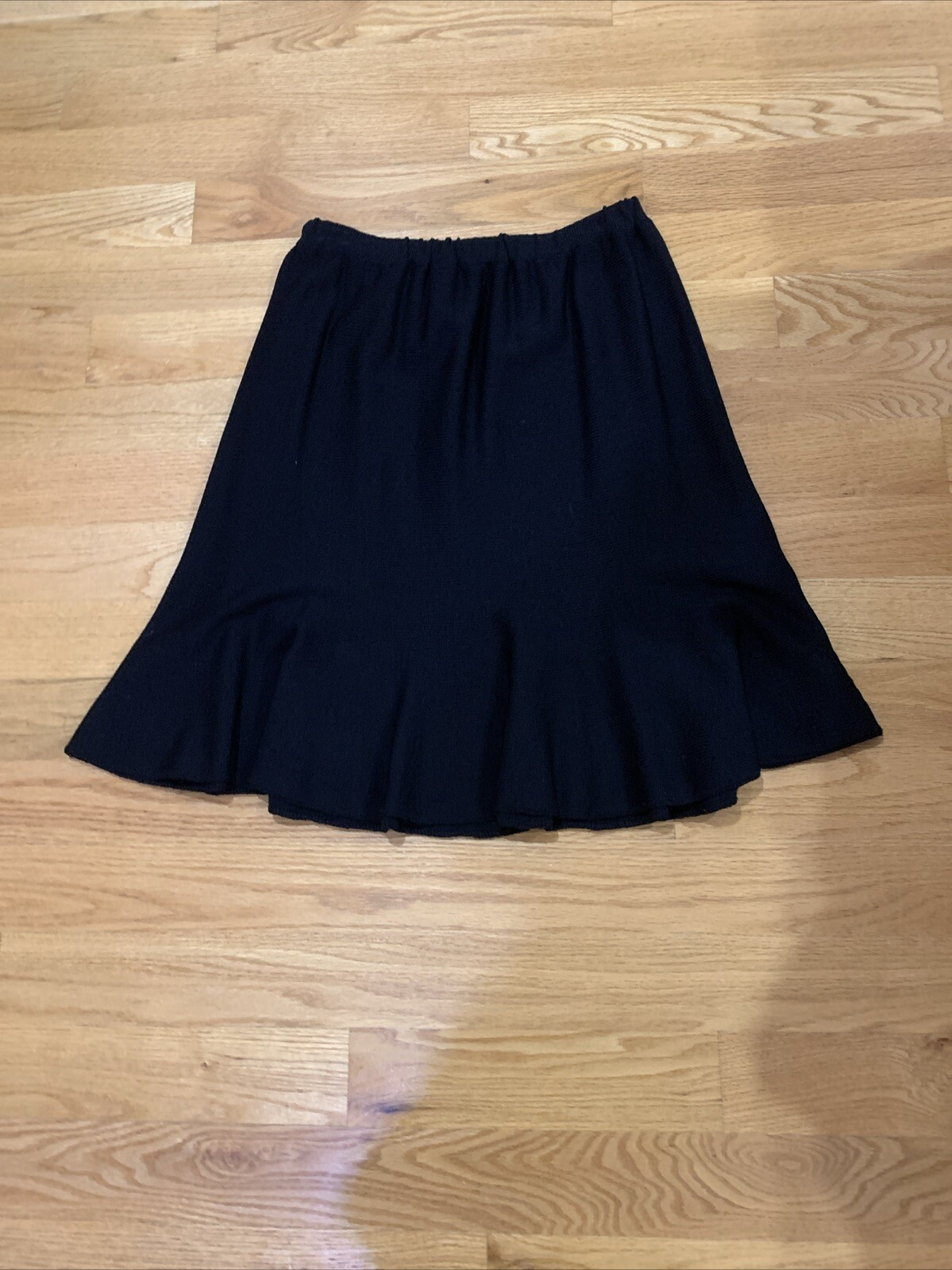VINTAGE J.S.S. SANTANA KNIT FLAIR BOTTOM ELASTIC WAIST WOOL BLENT SKIRT SZ. 1 X