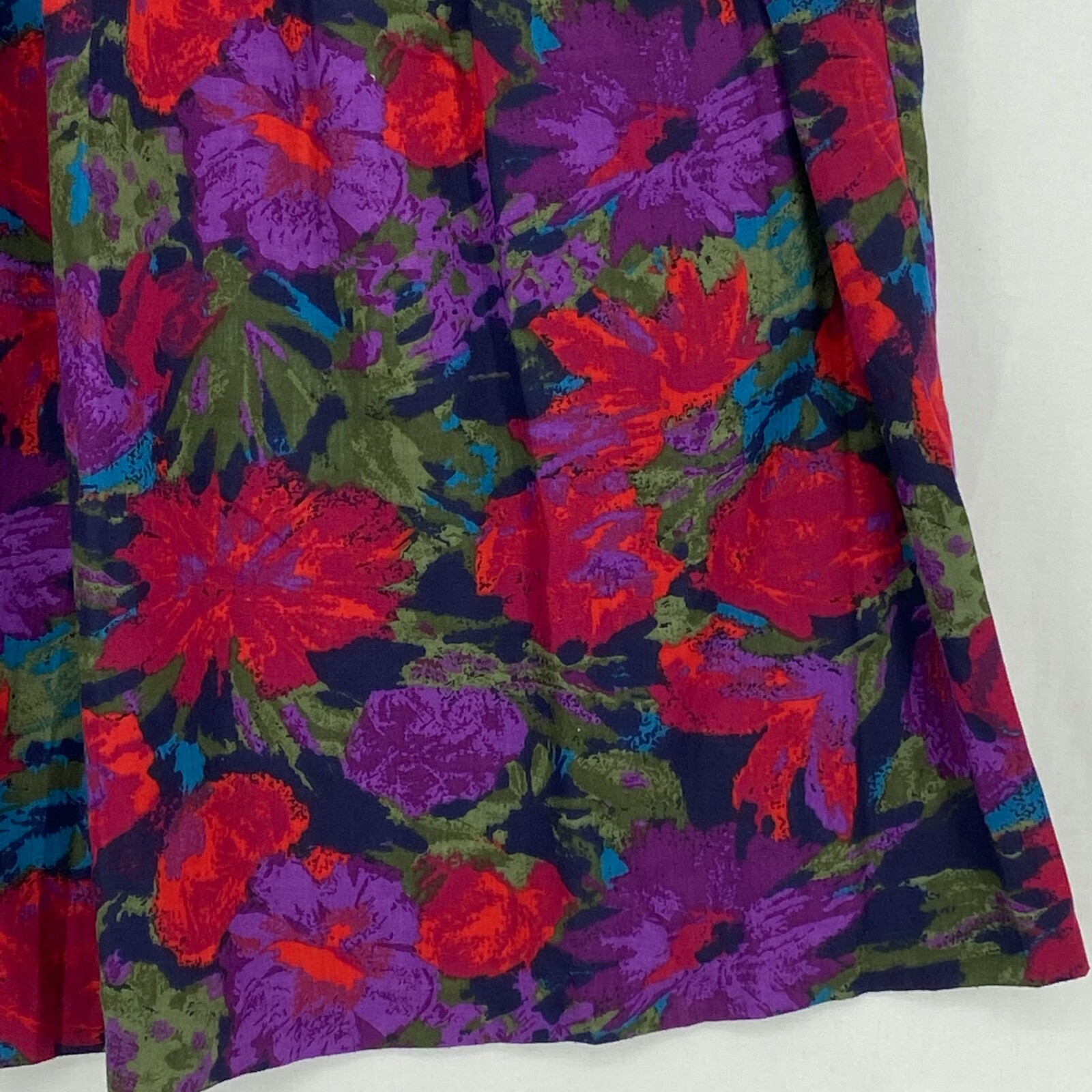 Katie Brooks Vintage Size 14 Fits Like 10 Midi Skirt Red Purple Floral Pleated