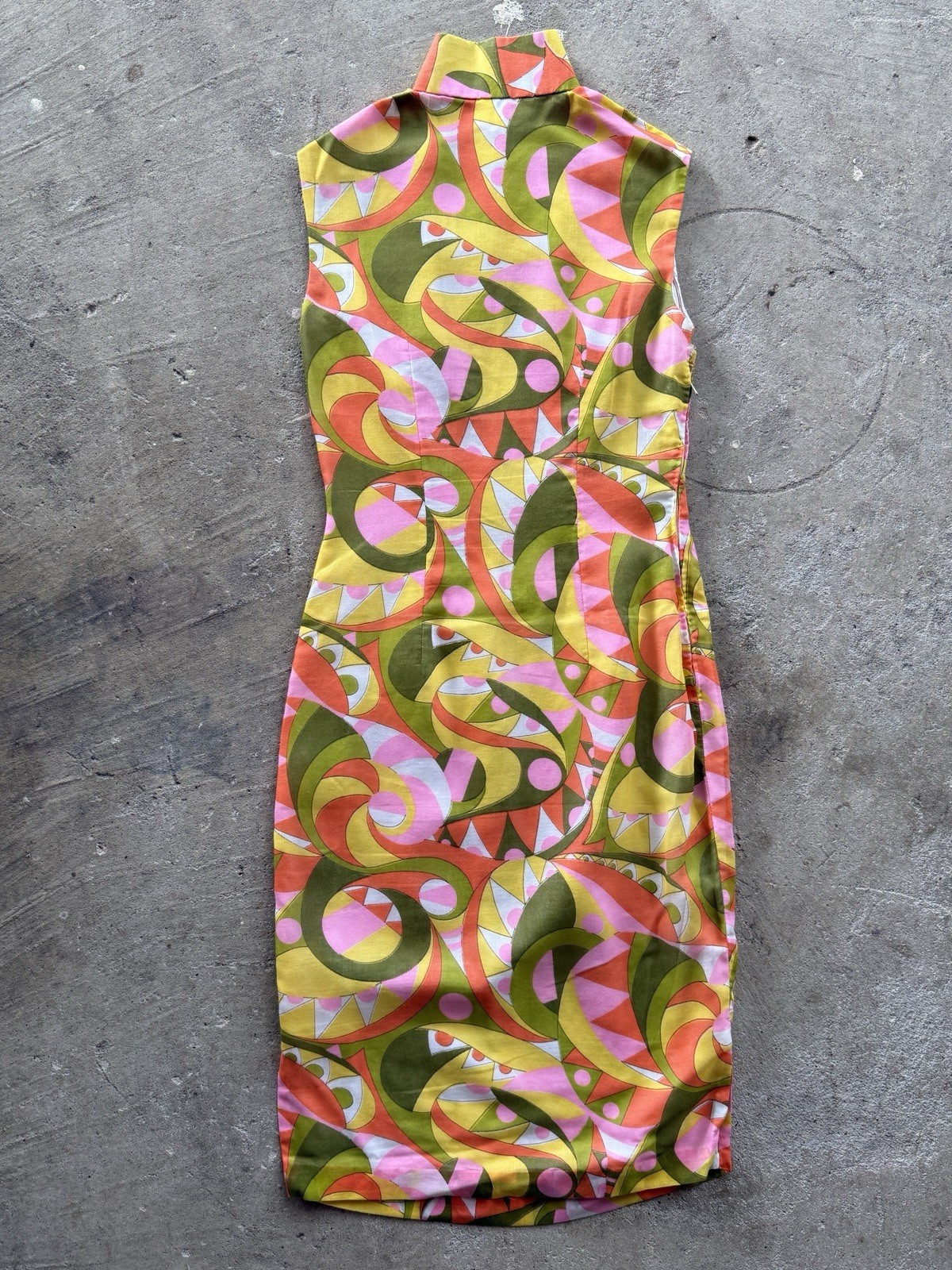 Vtg 70’s Boho Hippie Handmade Mod Retro Bold Floral Maxi Dress