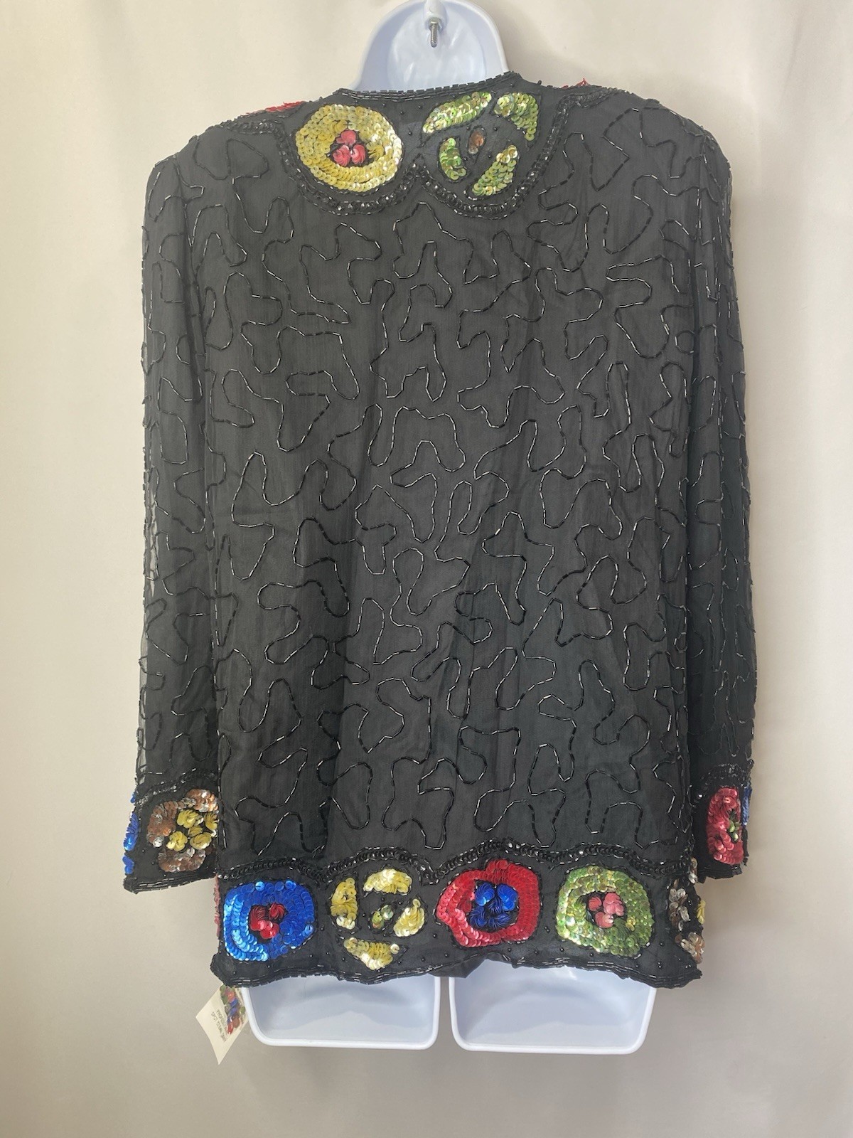 Vintage Felicity Sequined 100% Silk Jacket Size Large Rave Wear Bling Divas Y2K