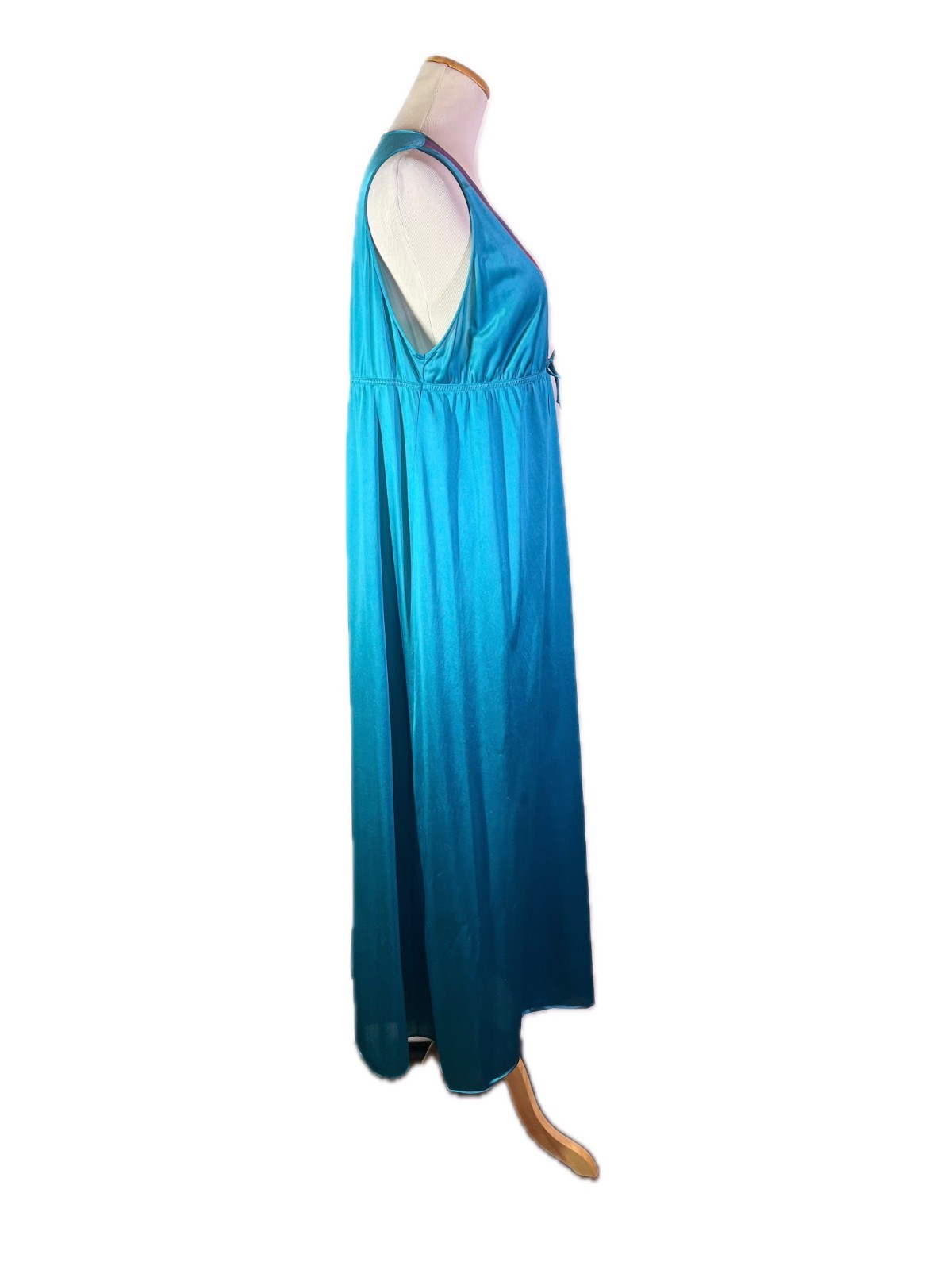 Vintage Gilead Size M Teal Nylon Nightgown Sleeveless *Wear