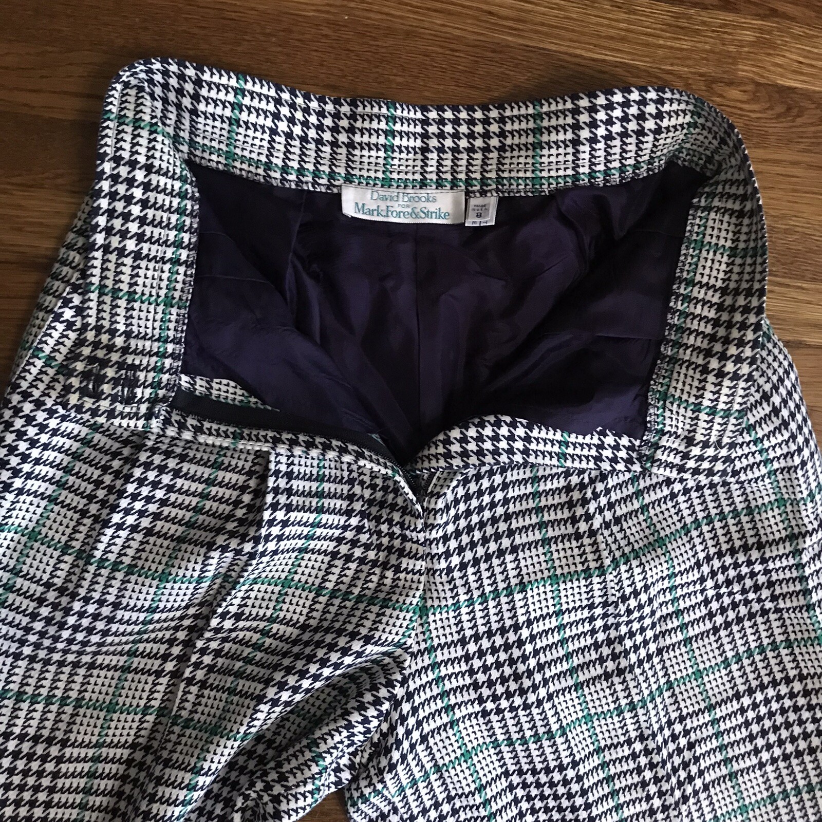 Y2k 80s David Brooks pleated trousers tapered pants Womens 8 plaid houndstooth