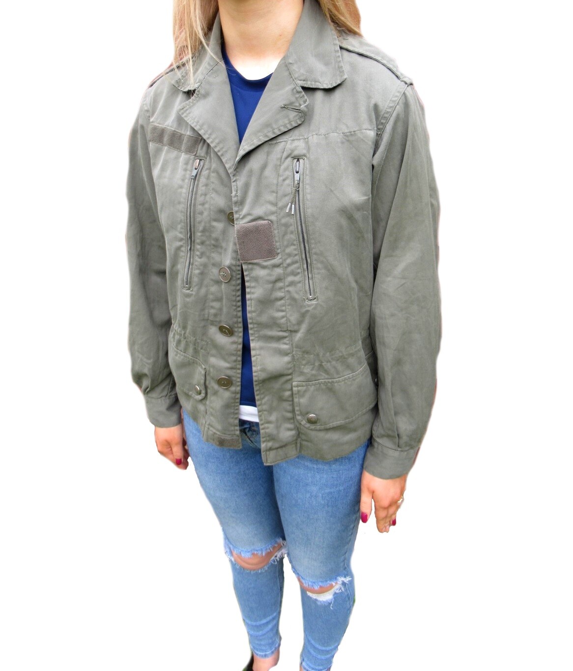 Vintage French army F1-F2 olive field jacket military khaki short style women V