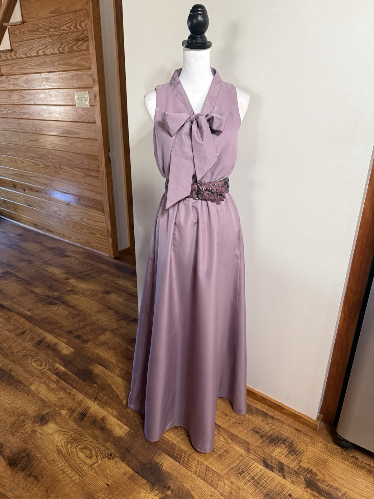 VTG Roger Milot for Jo Ed Sophisticates Embroidered Maxi Dress S Cottage Preppy