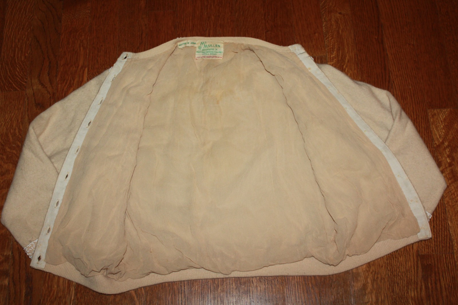 McMullen Angora wool Rabbit Hair beaded vintage Hong Kong cardigan XS rockabilly