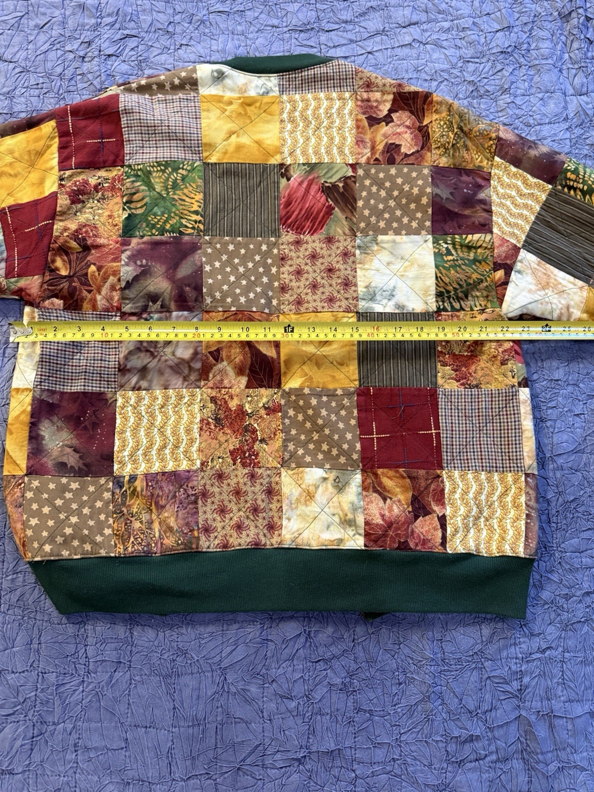 Vtg Handmade Quilted Patchwork Jacket Fleece Lined Boho Fall Grandma-Core XL EUC