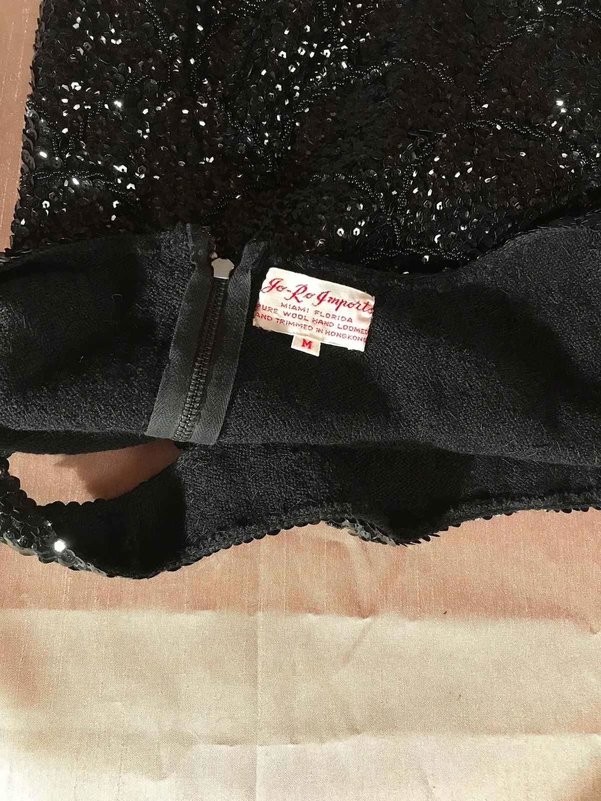 Vintage 60s Black Sequin Top Size Medium 1960s Fancy Evening Cocktail Glam Retro