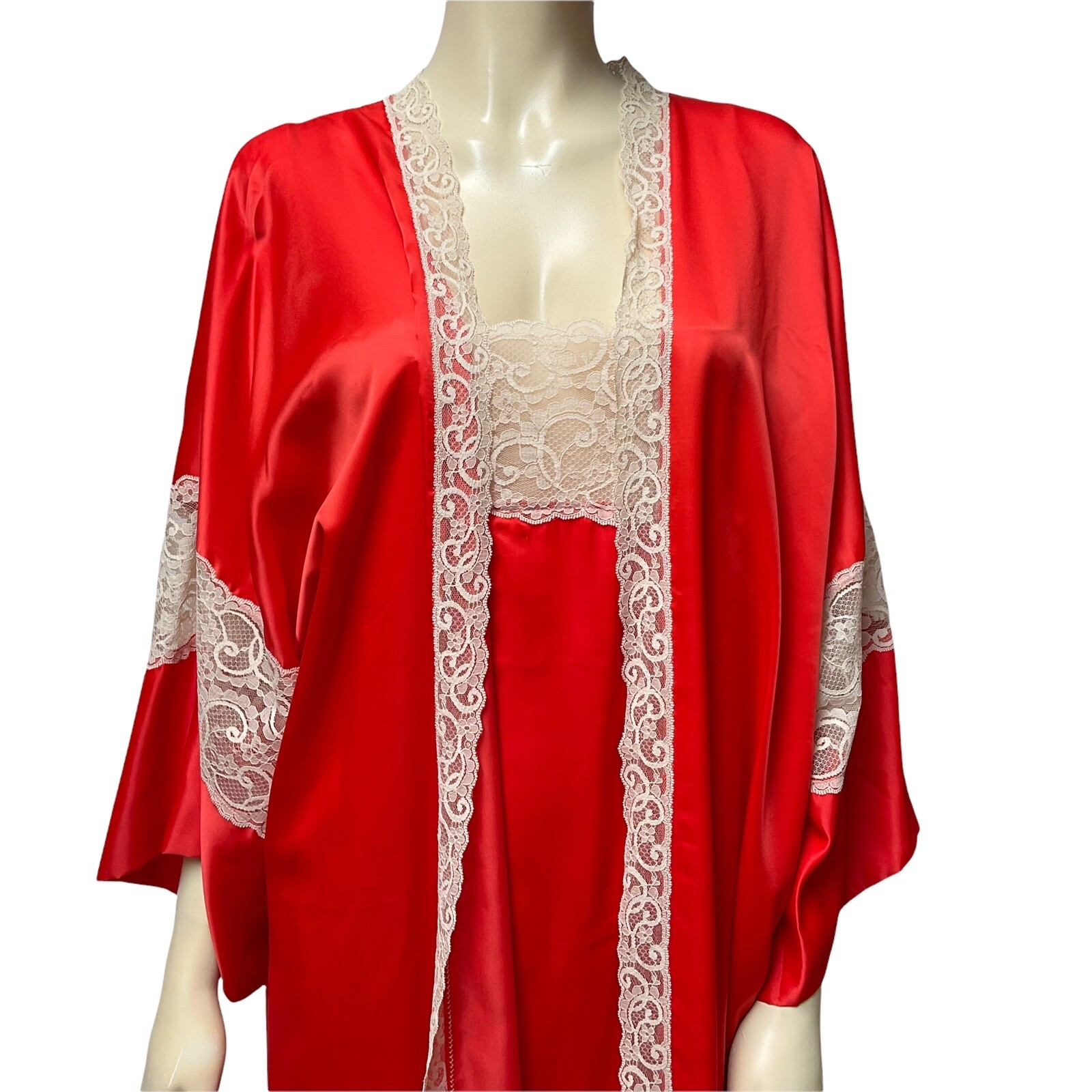 Vtg Intime California Peignoir Set Nightgown Dressing Gown Robe Sexy Lingerie