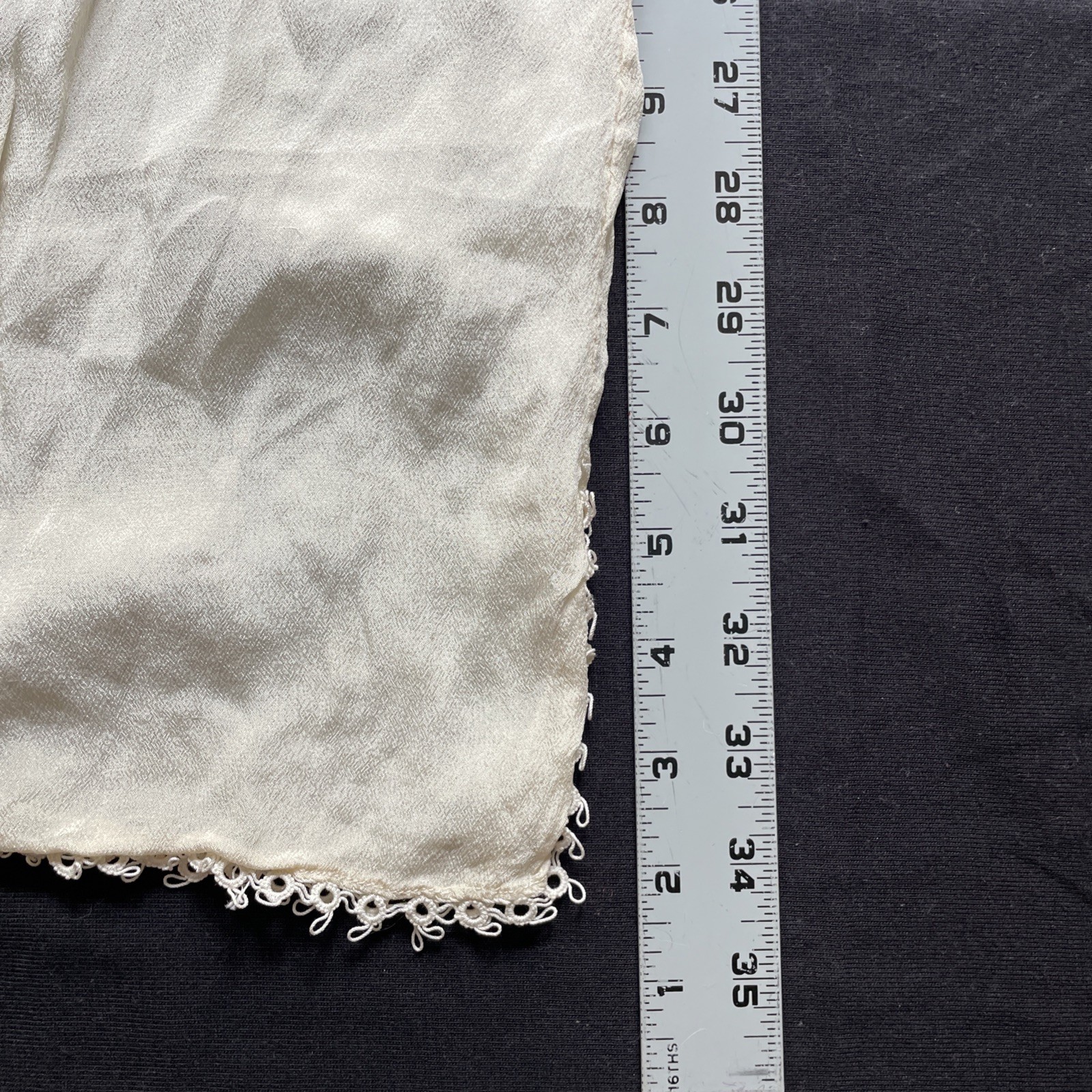 Vintage Ivory Silk Slip With Tatted Lace And Yoke