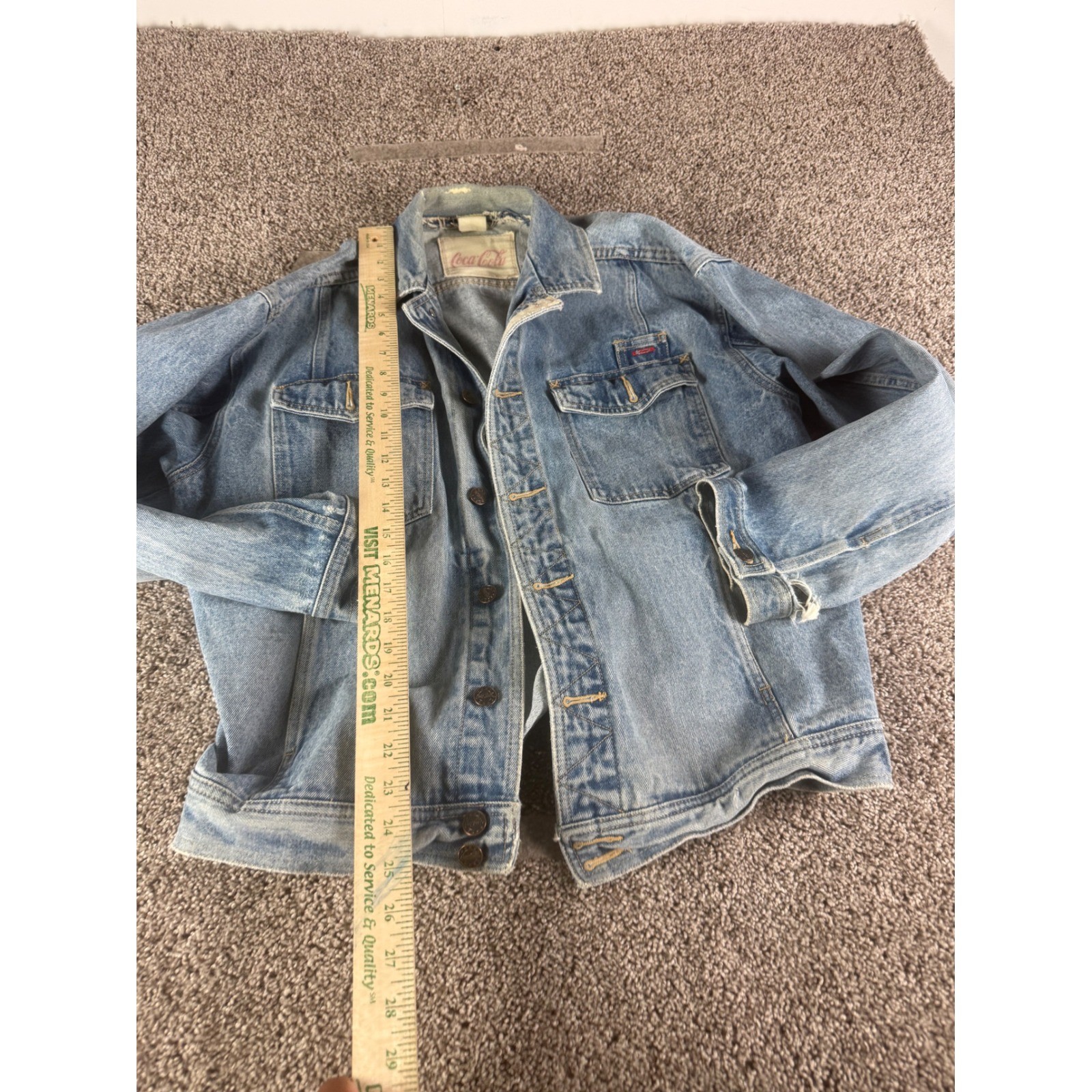Vintage Coca-Cola Denim Trucker Jacket Light Wash Blue Jean Jacket Large