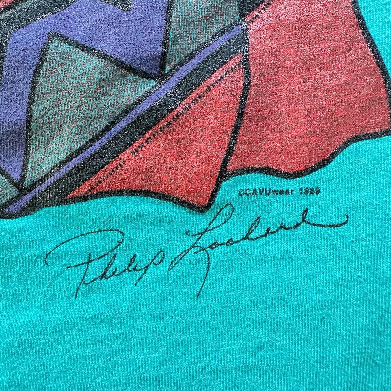 Vintage 80’s Philip Lockard Southwest Pueblo Indian Art Design. Single Stitch. L