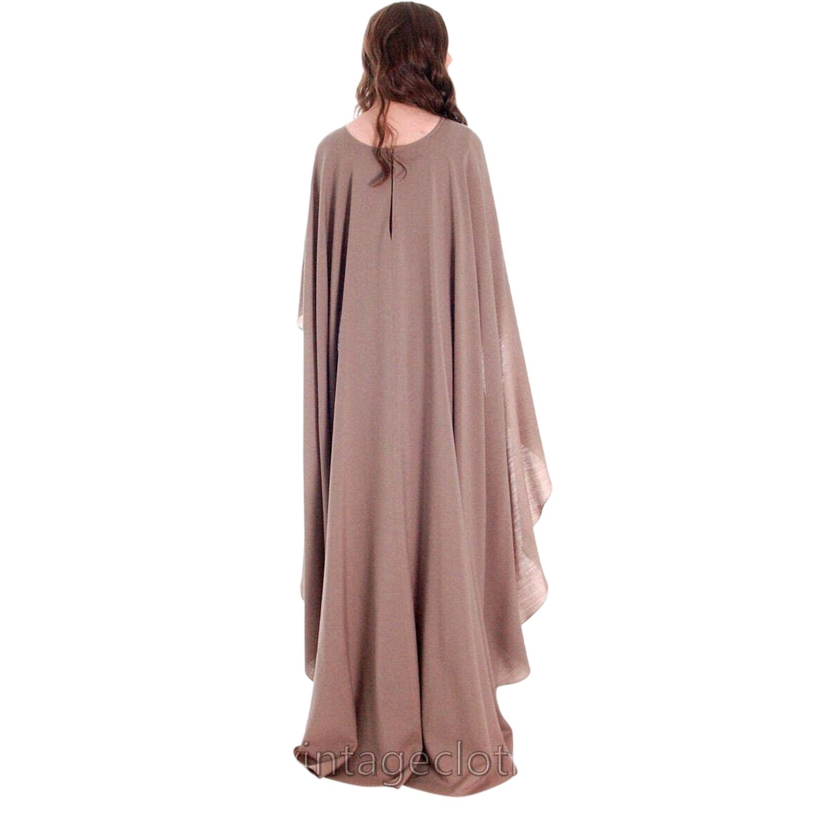 Vuokko VTG 70s Black Wool Voile Designer Gown w/ Full Circle Cape Dress Sz 38 S