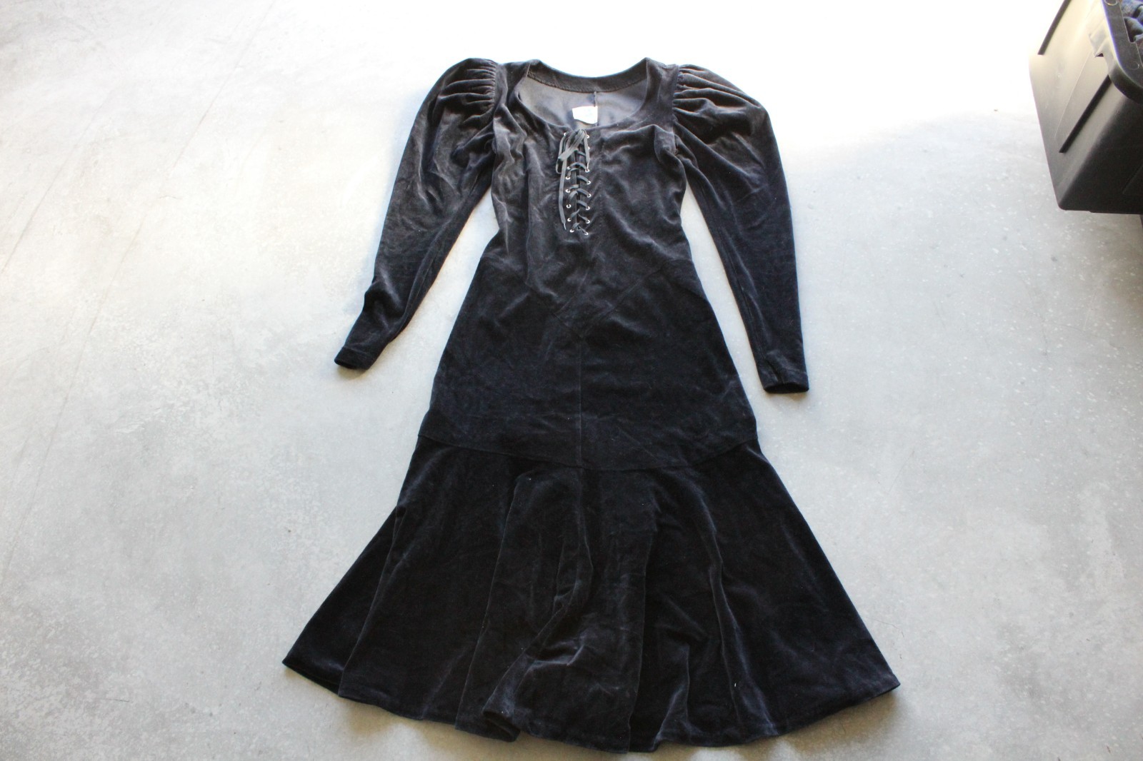 Vintage 80s Betsey Johnson M Punk Label Dress Corset Velvet Mutton Sleeve NWOT
