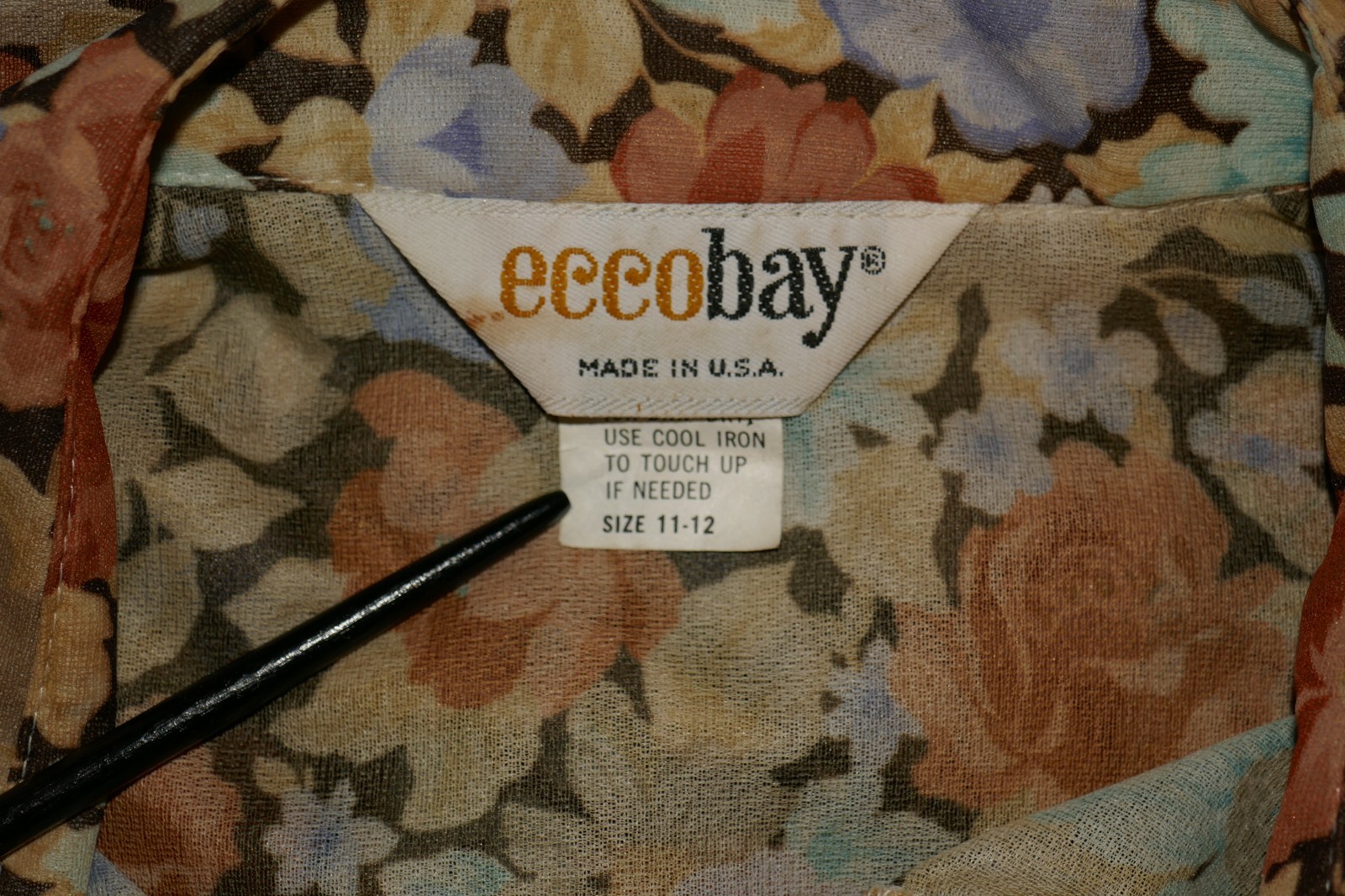 Eccobay Floral Button Up Sheer Blouse Shirt Size 11-12