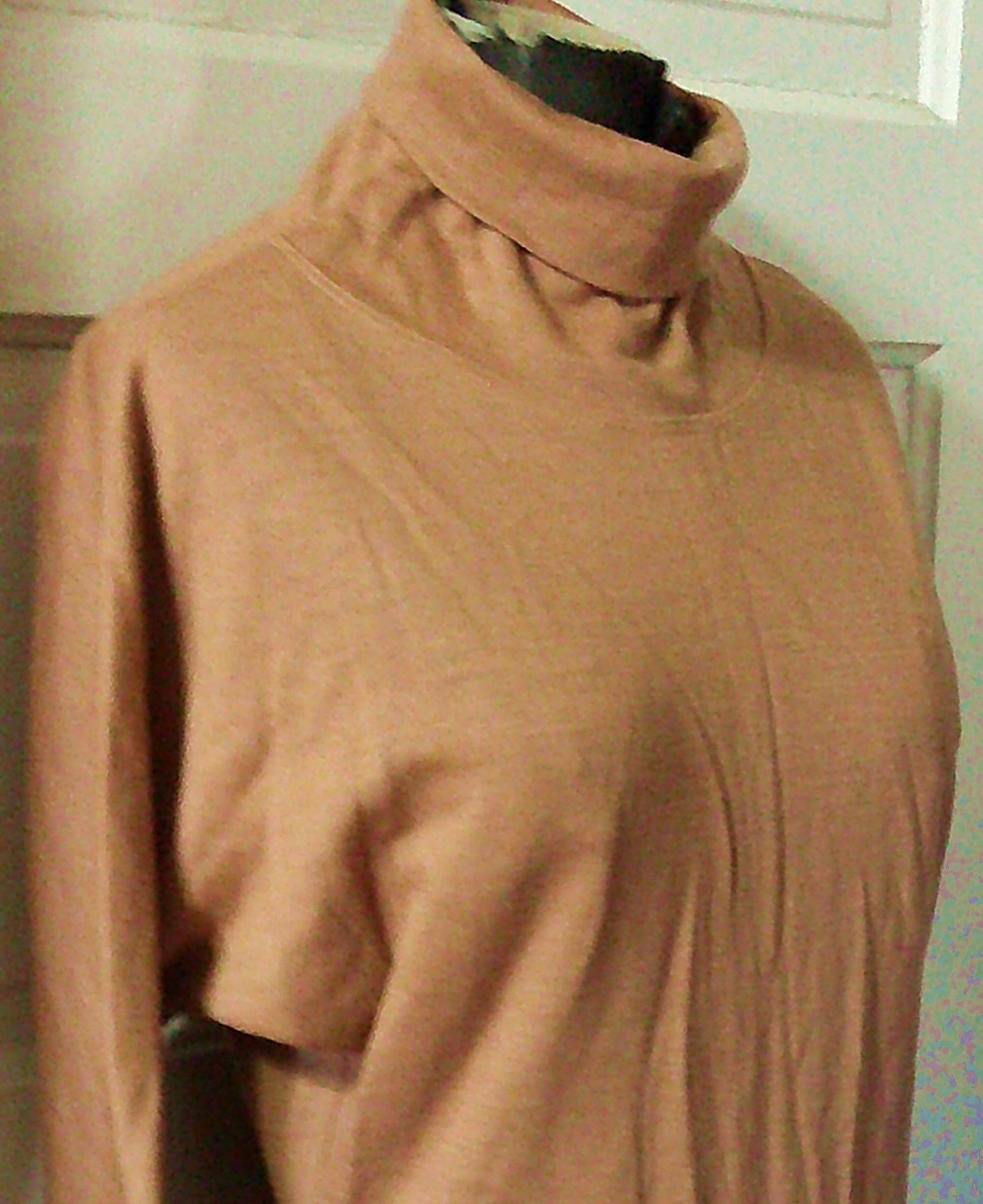90’s MODA International Tan WOOL Batwing Tunic Sweater Top XS