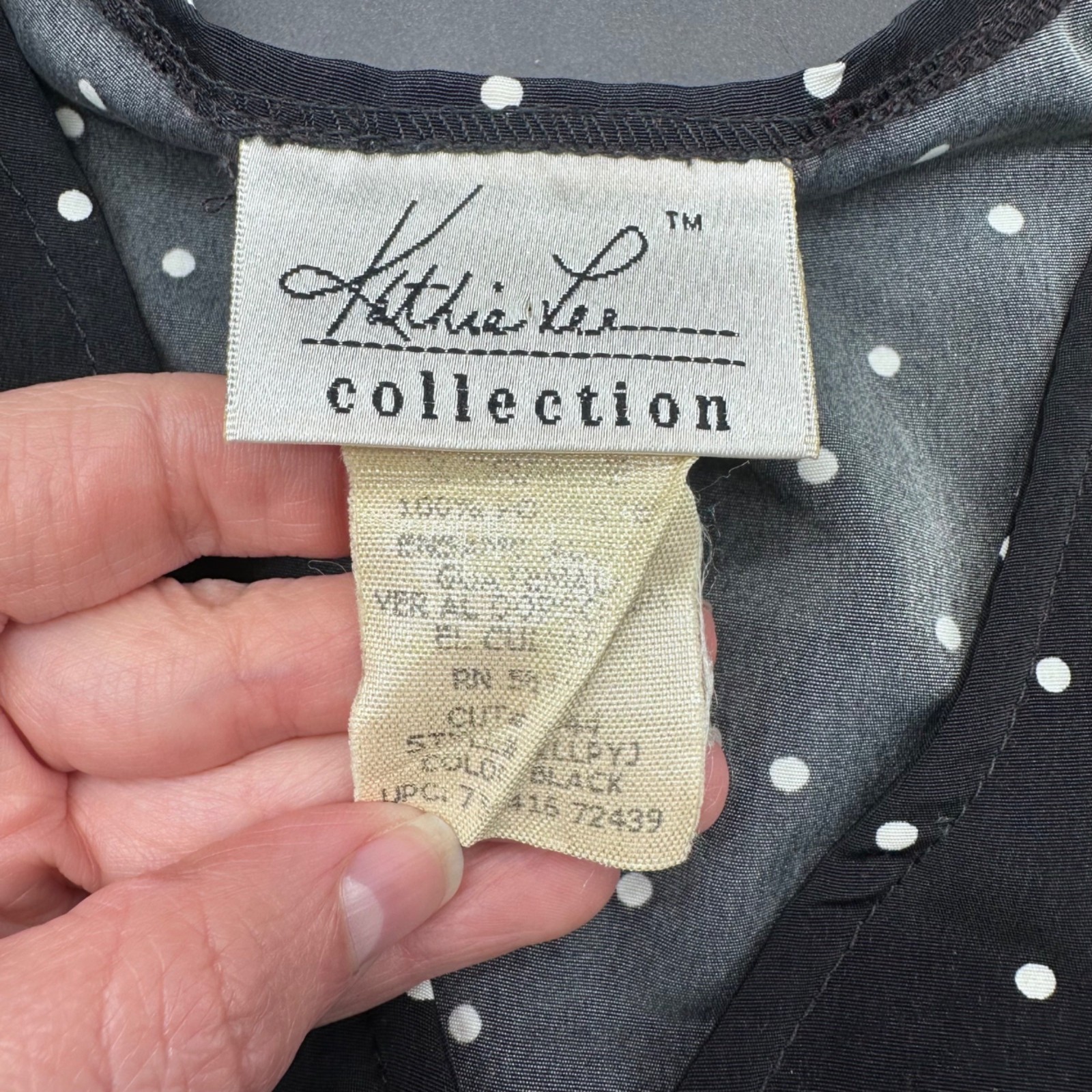 Vintage Black Polka Dot Shirt Button Down Short Sleeve Blouse XL 90s Kathie Lee