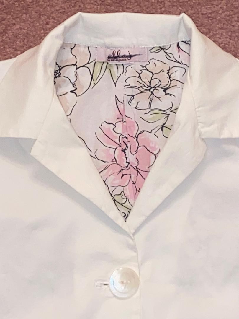 Ella J by 6 Degree Vtg Y2K Cotton Lycra Stretch Peplum Blouse Jacket White XS