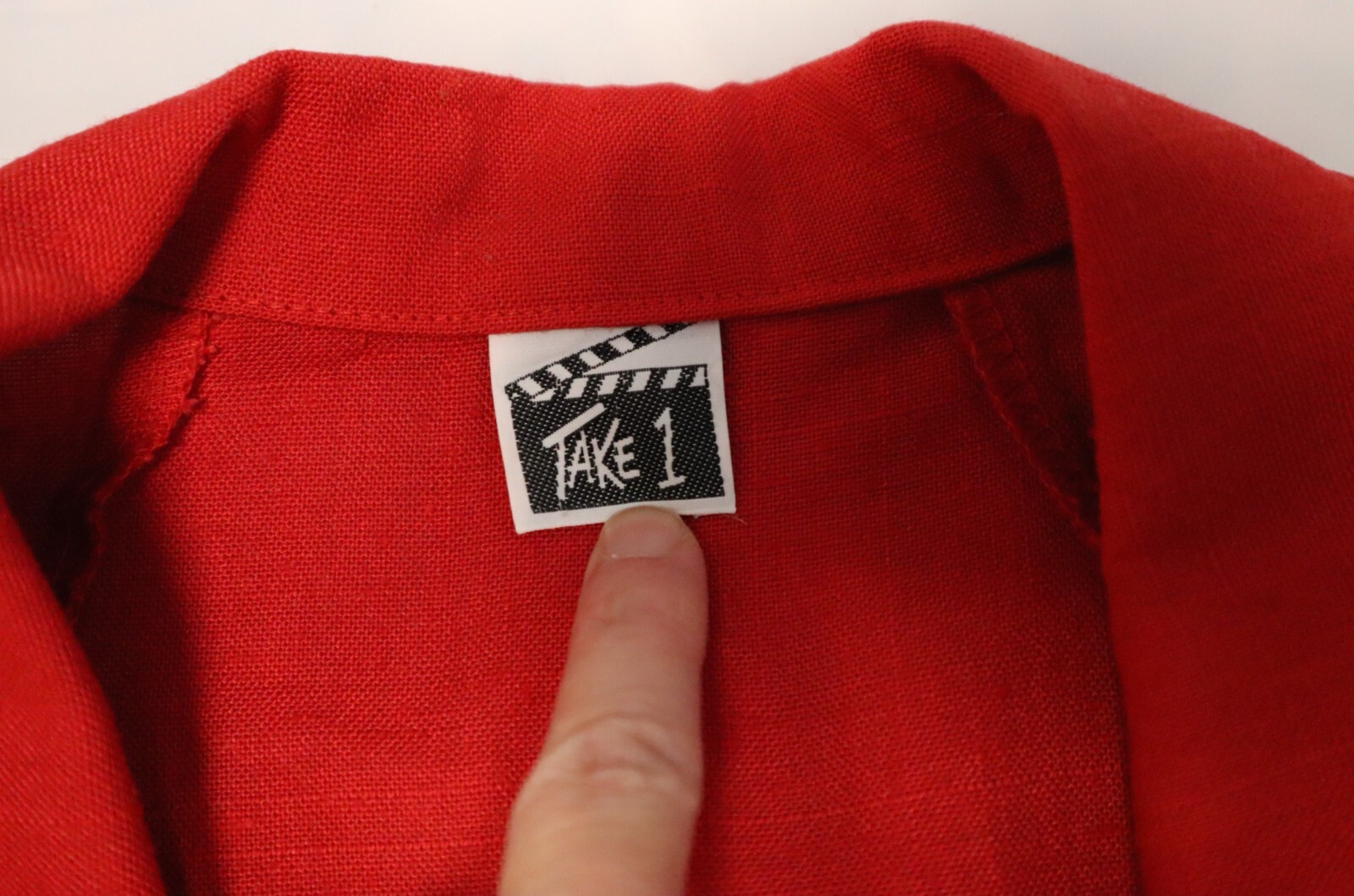 Vintage 70s TAKE 1 womens red open blazer size 15-16