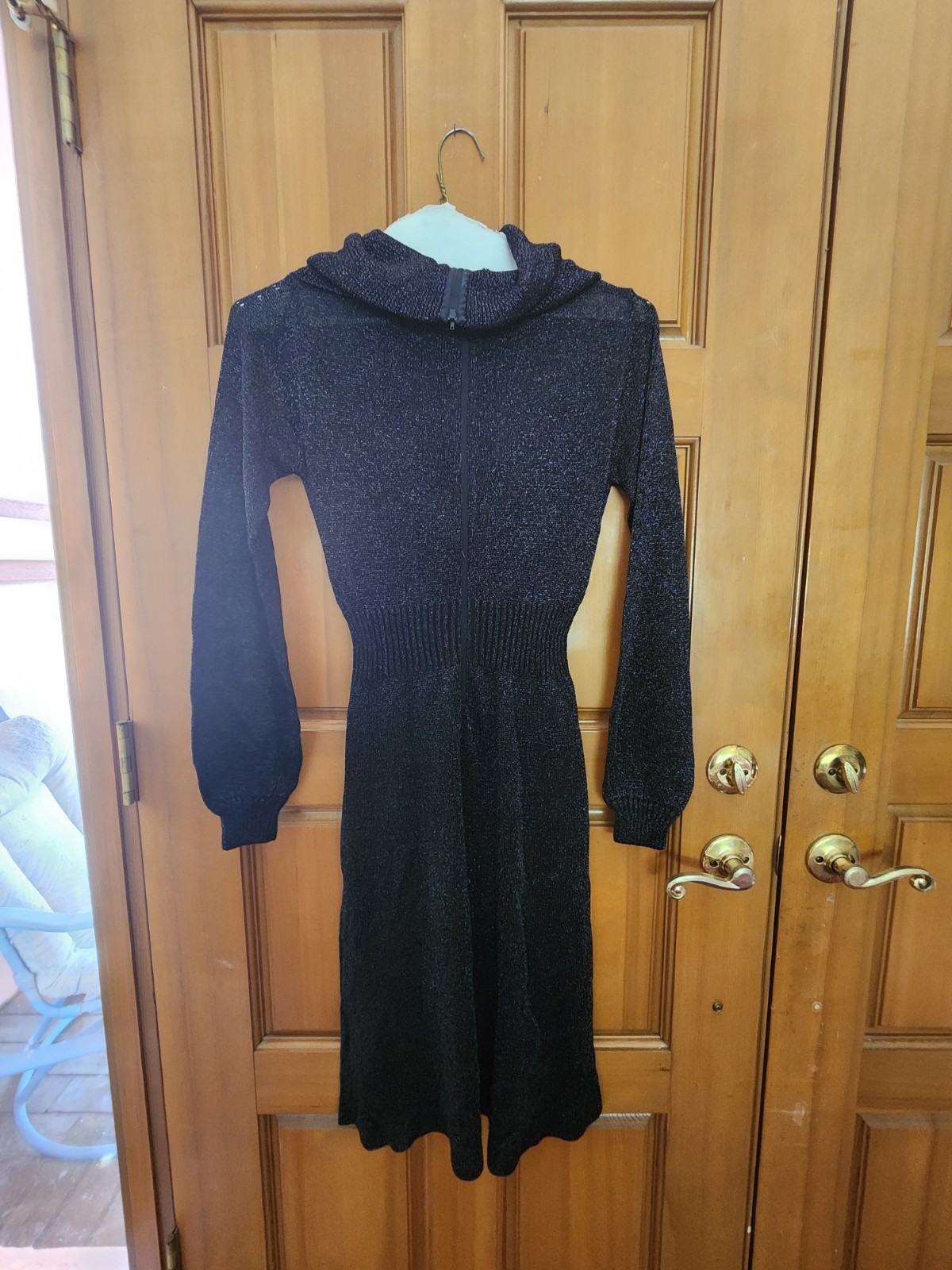 Vintage 1970’s Wenjilli Metallic Black Sparkly Maxi Dress