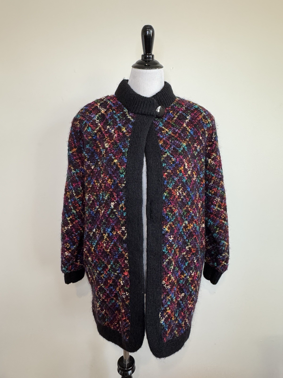 Rochelle California Women’s Vtg Mohair Confetti Multicolor Sweater Coat Size M