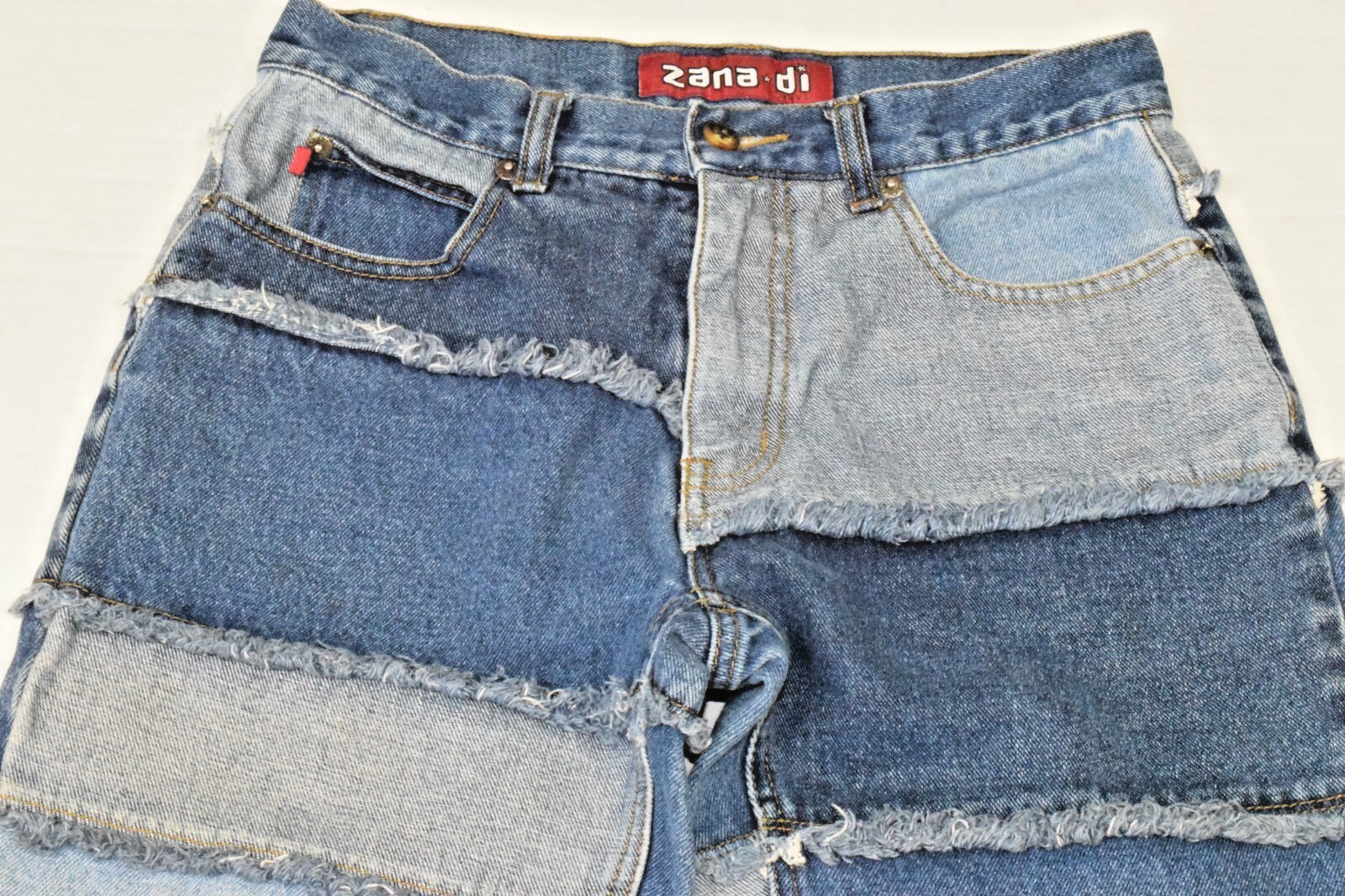 Vintage Jeans Zana Di Size 3 90s Y2K Shades of Blue Patchwork Made Hong Kong