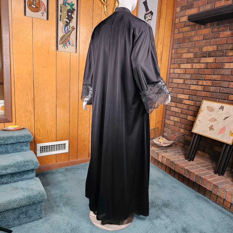 Vtg 60s Gothic Illusion Lace Romantic Peignoir Nightgown Robe Hostess Gown OS