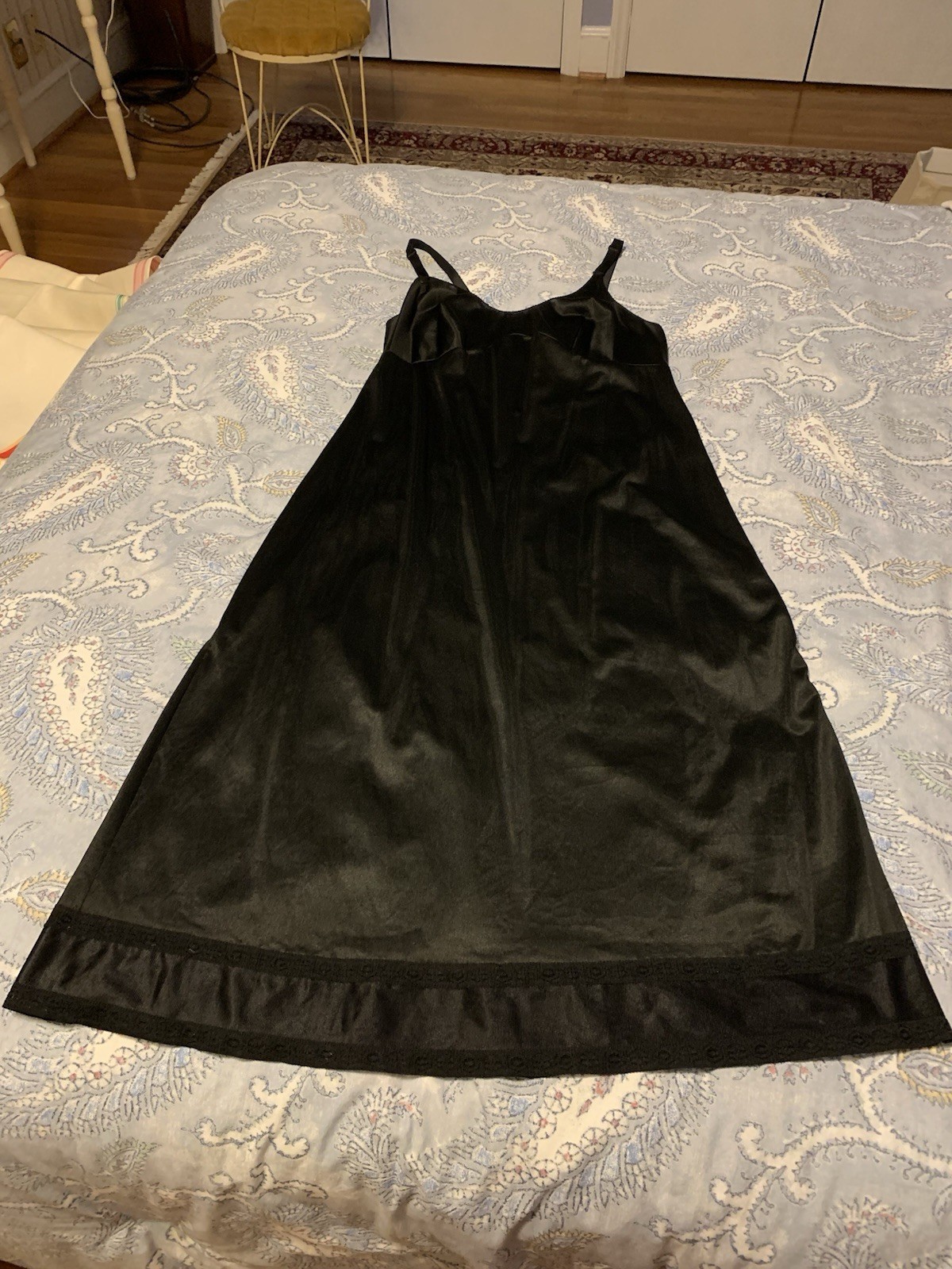 Vintage Sears Black 100% Nylon Anti-cling Slip Sz 36 The Doesn’t Slip