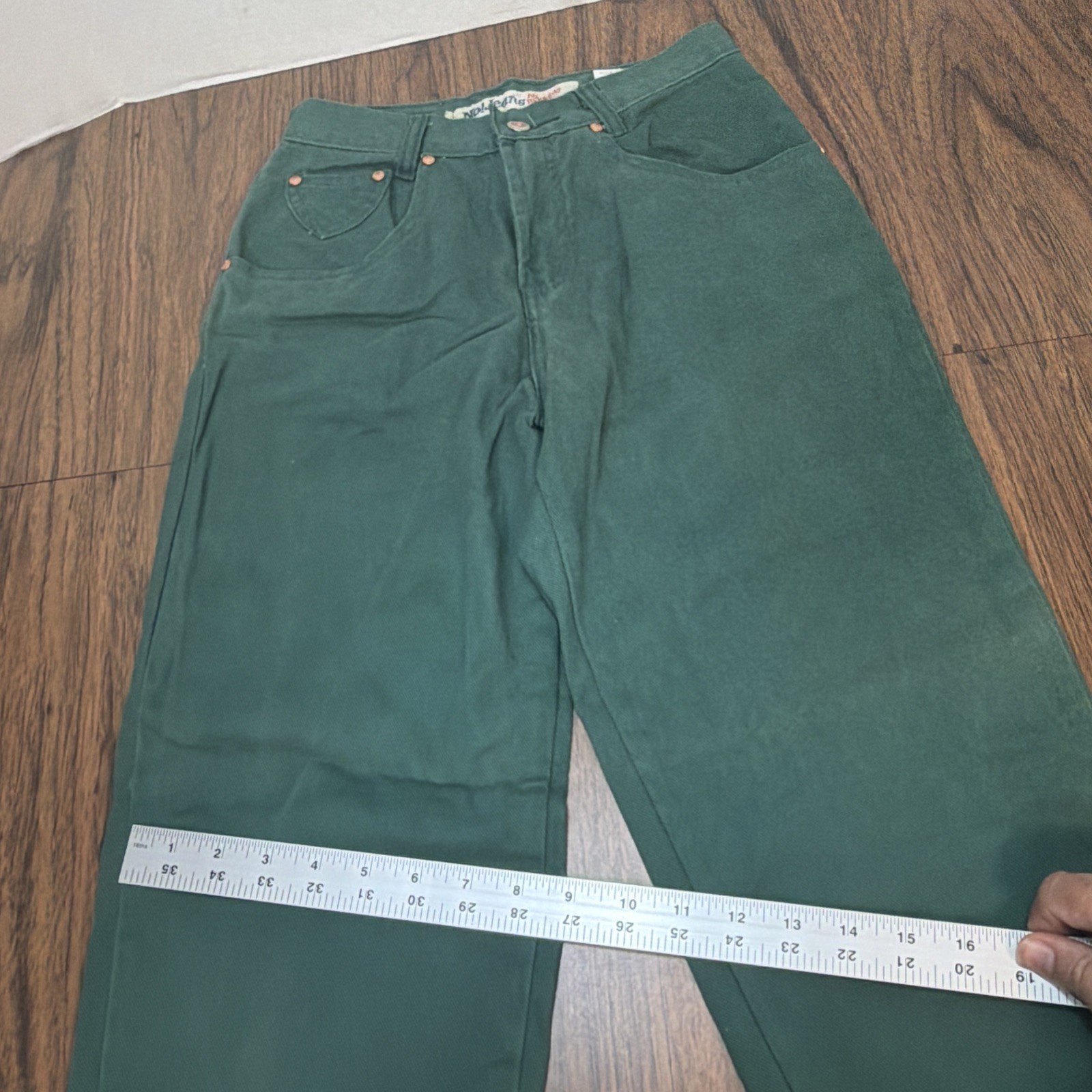No! Jeans Absolutely Blues Vtg Green Denim Jeans size 5 MOM high waist 25×30