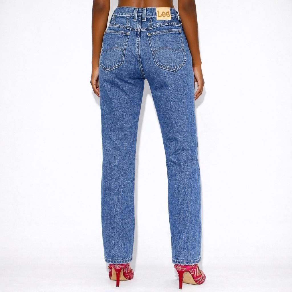 80s Vintage Lee Acid Wash High Waist Yoked Tapered Leg Jeans Womens 14 Mom Jeans