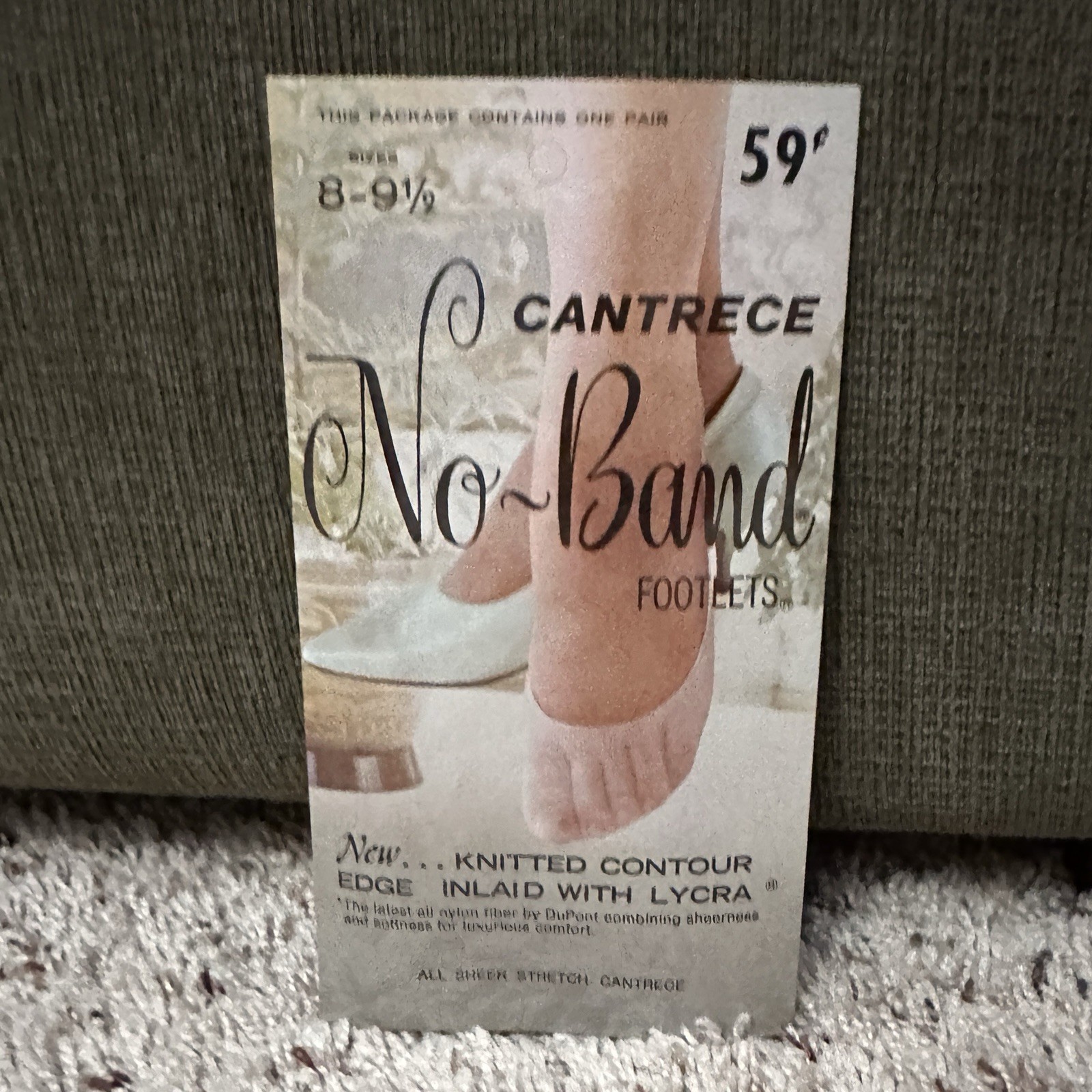 NEW Vintage Cantrece No-Band Footlets Beige Stretch Women’s Size 8-9.5 NIP